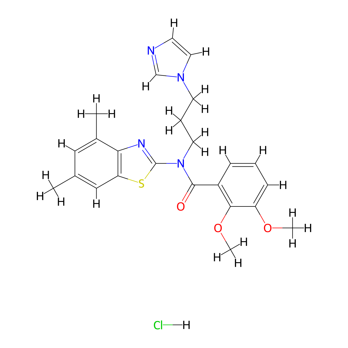 N-(3-(1H-imidazol-1-yl)propyl)-N-(4,6-dimethylbenzo[d]thiazol-2-yl)-2,3-dimethoxybenzamide hydrochloride molecular structure, CAS 1216901-86-8