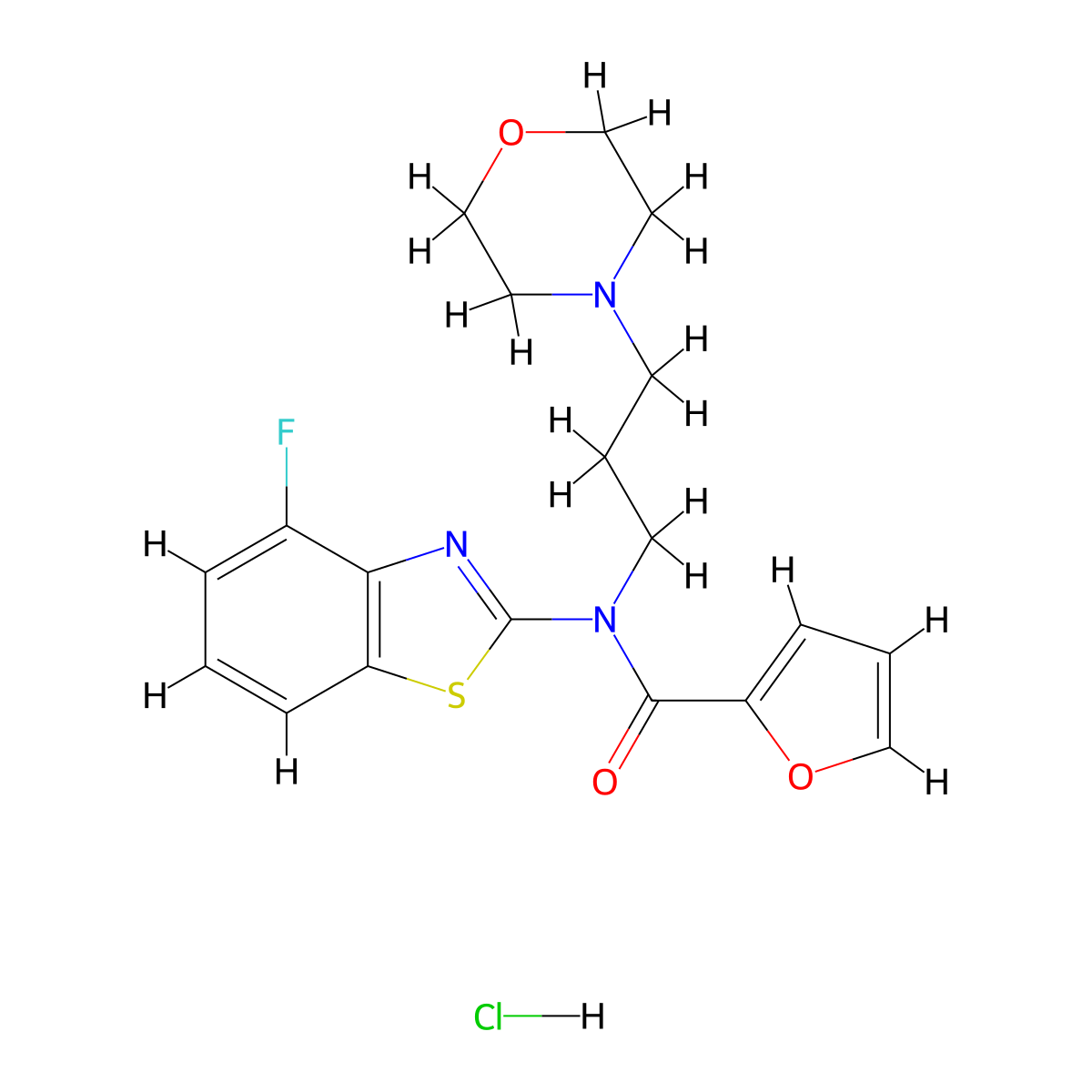 N-(4-fluorobenzo[d]thiazol-2-yl)-N-(3-morpholinopropyl)furan-2-carboxamide hydrochloride molecular structure, CAS 1216901-90-4