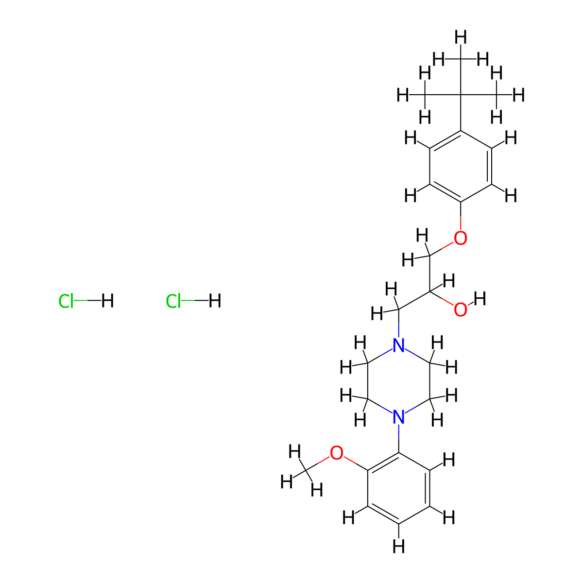 1-(4-(Tert-butyl)phenoxy)-3-(4-(2-methoxyphenyl)piperazin-1-yl)propan-2-ol dihydrochloride molecular structure, CAS 1216903-06-8