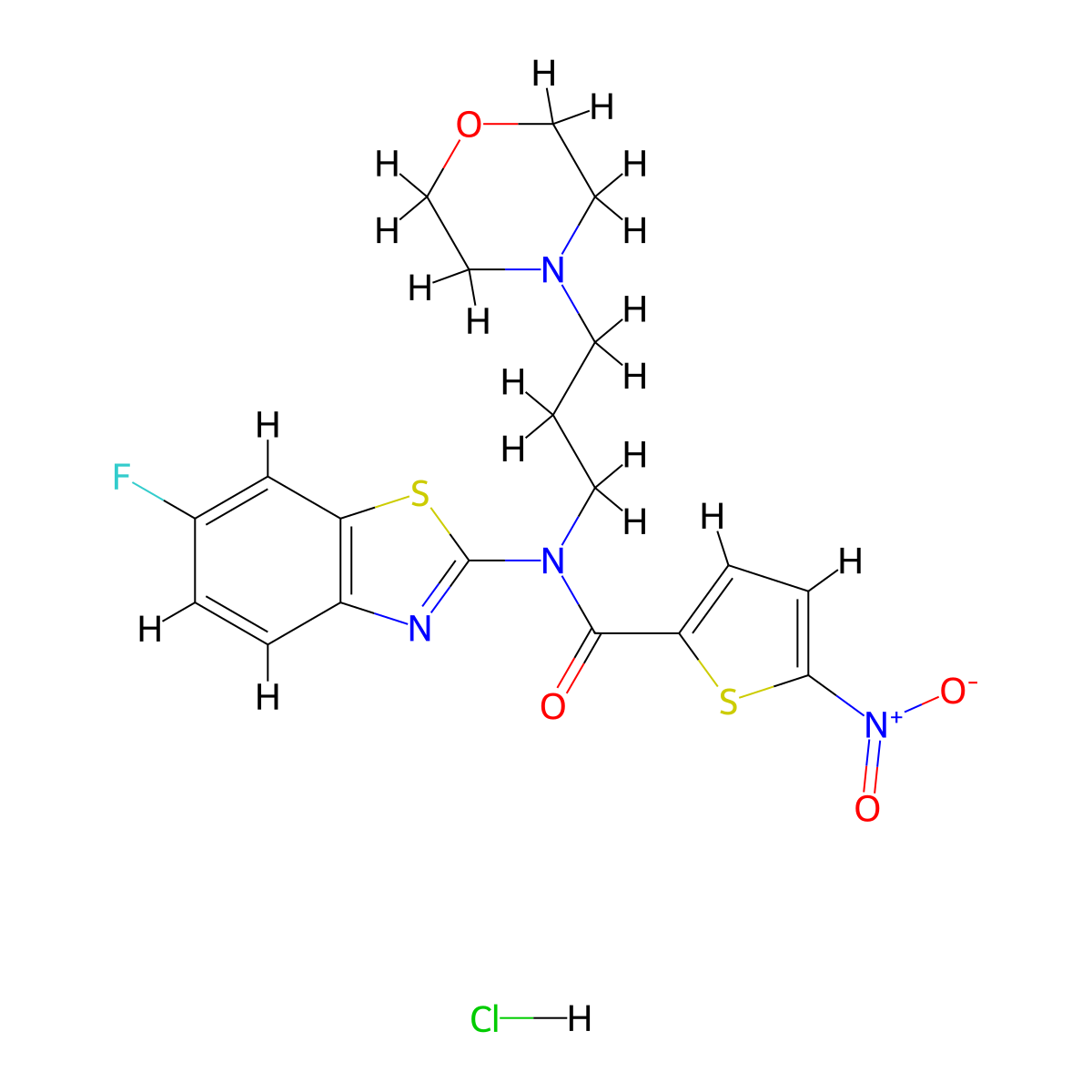 N-(6-fluorobenzo[d]thiazol-2-yl)-N-(3-morpholinopropyl)-5-nitrothiophene-2-carboxamide hydrochloride molecular structure, CAS 1216903-45-5