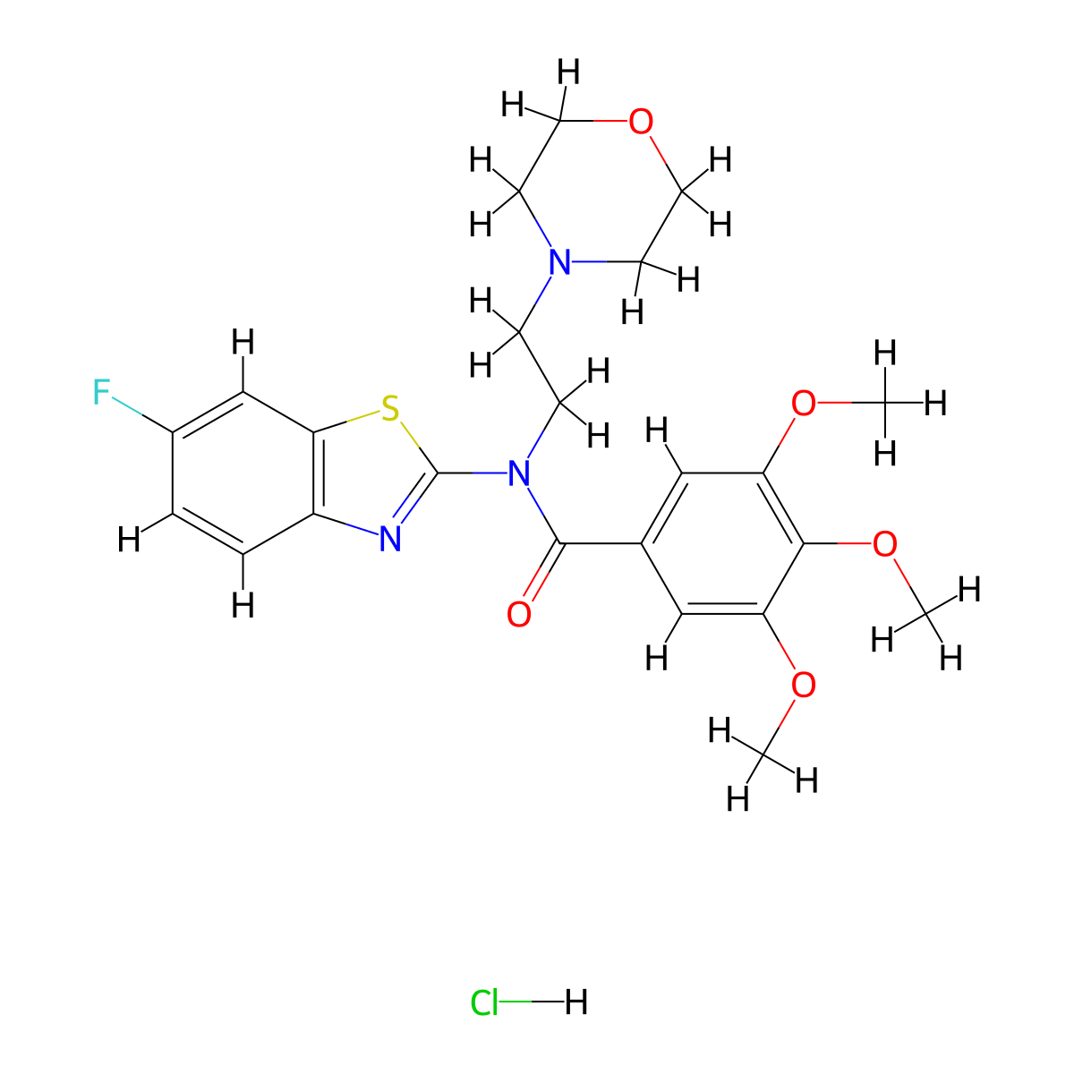 N-(6-fluorobenzo[d]thiazol-2-yl)-3,4,5-trimethoxy-N-(2-morpholinoethyl)benzamide hydrochloride molecular structure, CAS 1216903-57-9