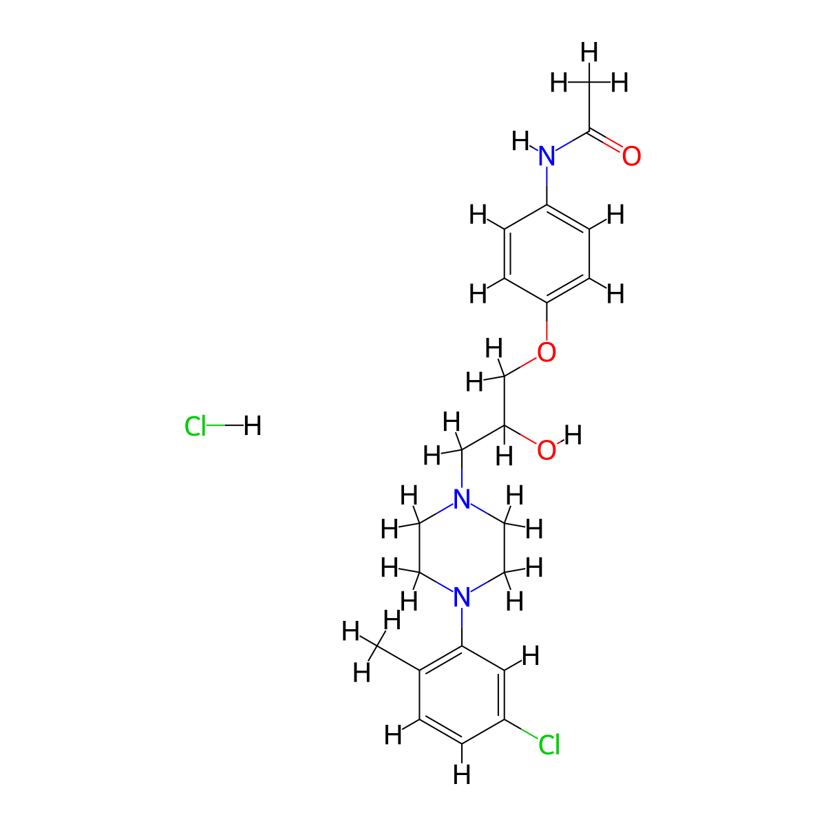 N-(4-{3-[4-(5-chloro-2-methylphenyl)piperazin-1-yl]-2-hydroxypropoxy}phenyl)acetamide molecular structure, CAS 1216904-27-6
