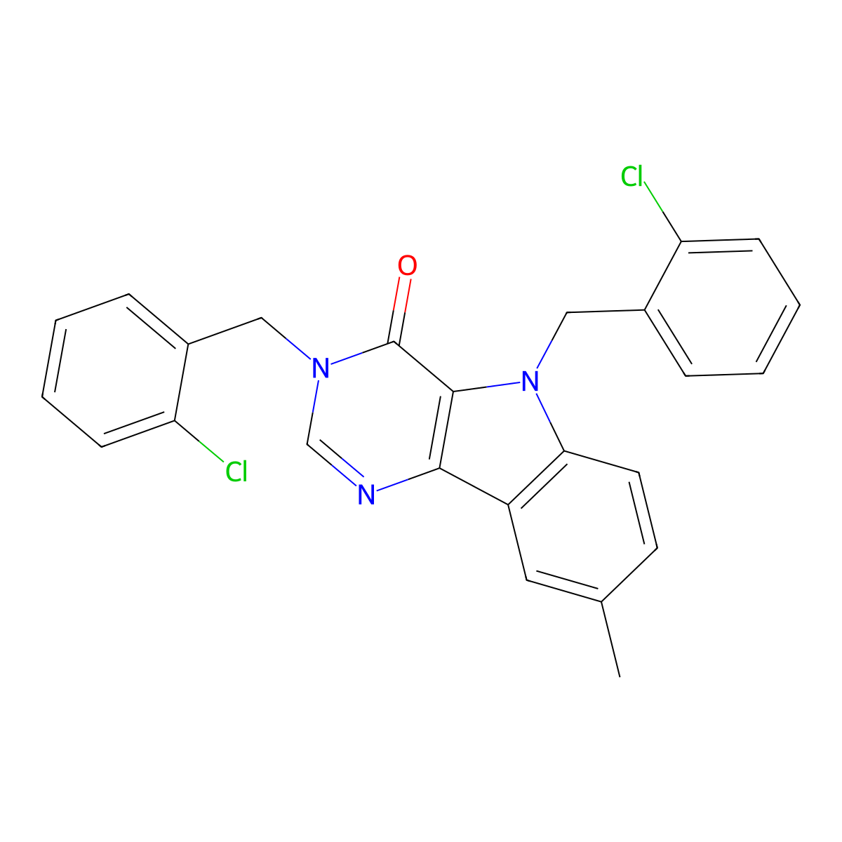 3,5-bis(2-chlorobenzyl)-8-methyl-3H-pyrimido[5,4-b]indol-4(5H)-one molecular structure, CAS 1216904-86-7