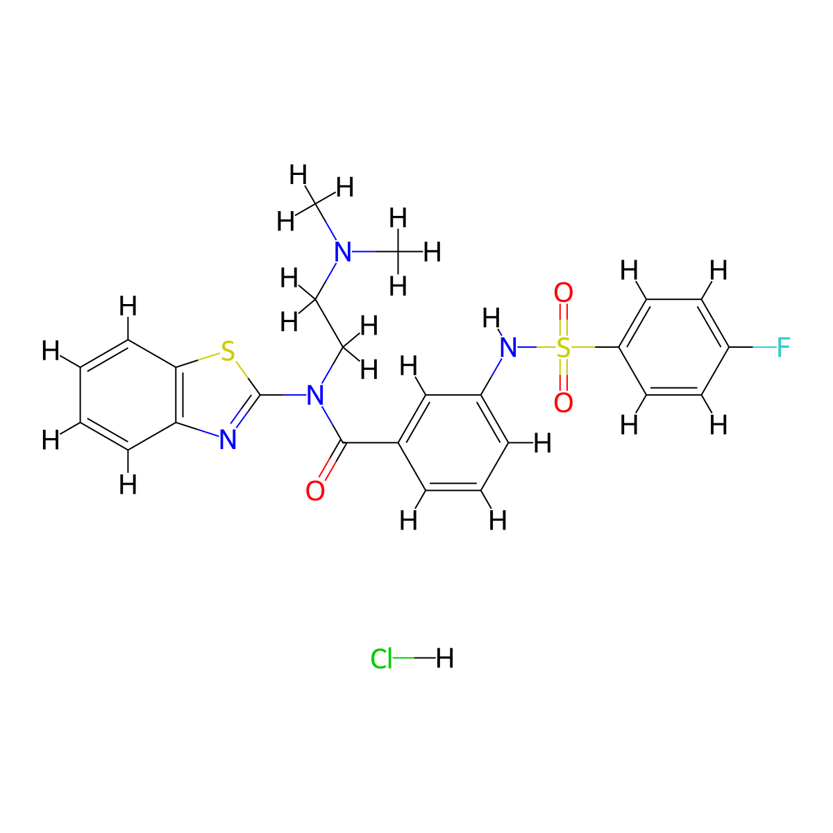 N-(benzo[d]thiazol-2-yl)-N-(2-(dimethylamino)ethyl)-3-(4-fluorophenylsulfonamido)benzamide hydrochloride molecular structure, CAS 1216905-19-9