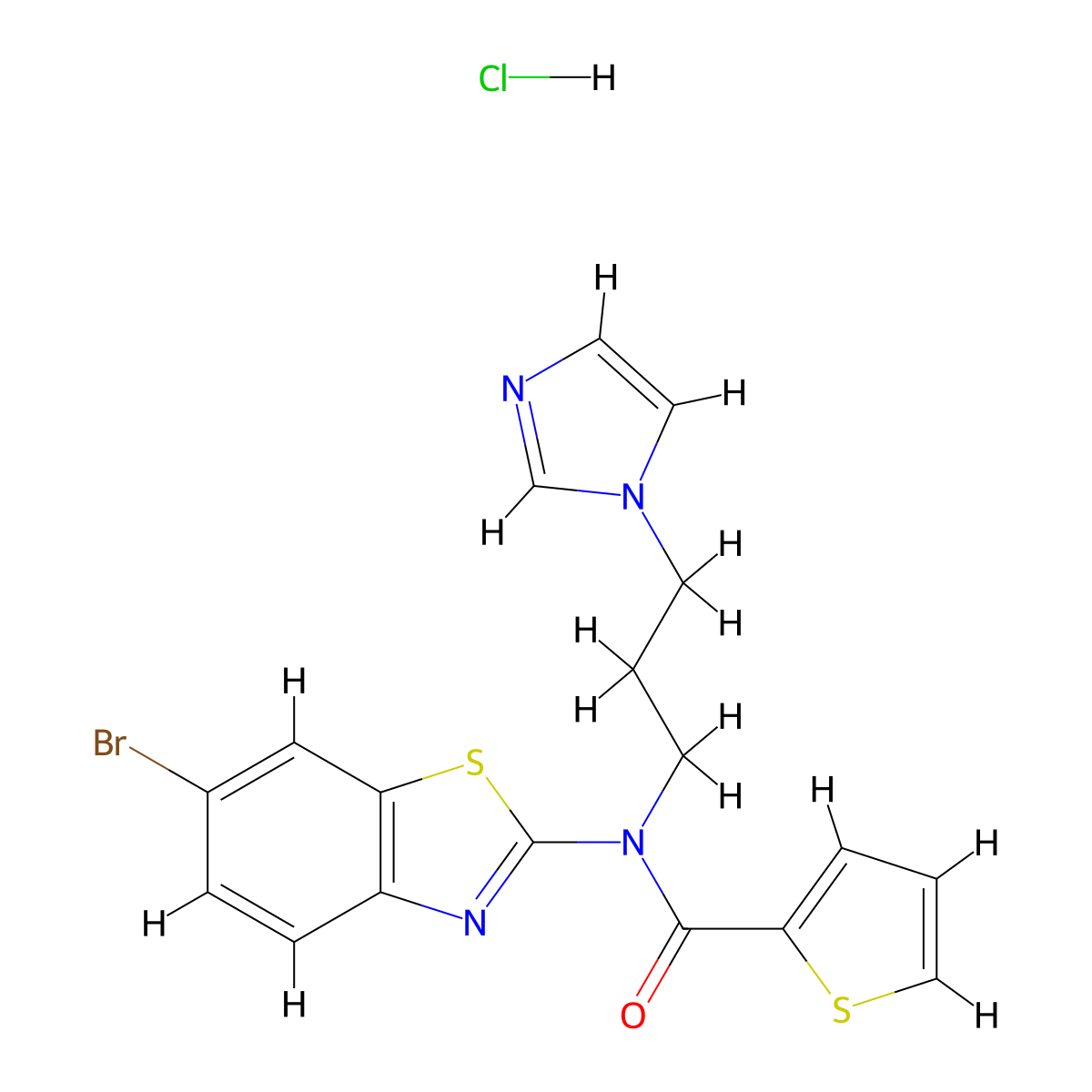 N-(3-(1H-imidazol-1-yl)propyl)-N-(6-bromobenzo[d]thiazol-2-yl)thiophene-2-carboxamide hydrochloride molecular structure, CAS 1216906-95-4