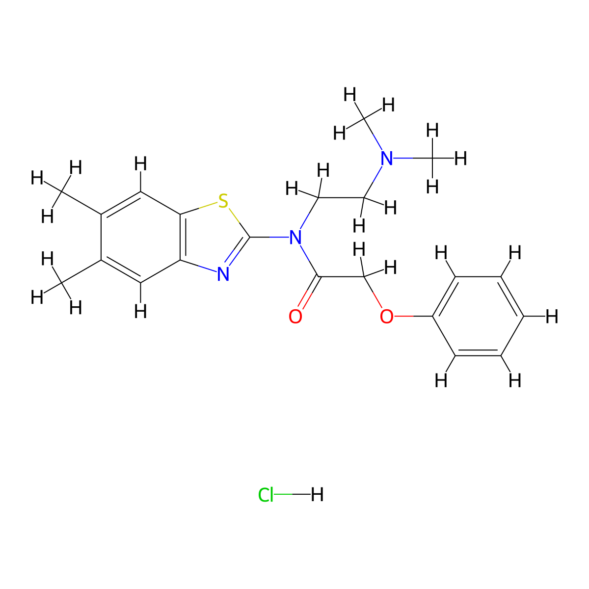 N-(2-(dimethylamino)ethyl)-N-(5,6-dimethylbenzo[d]thiazol-2-yl)-2-phenoxyacetamide hydrochloride molecular structure, CAS 1216907-12-8