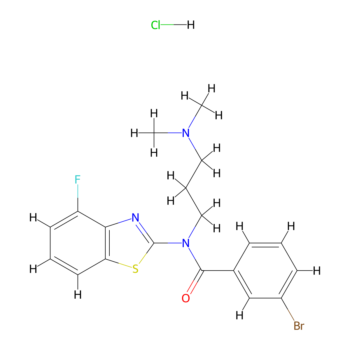 3-bromo-N-(3-(dimethylamino)propyl)-N-(4-fluorobenzo[d]thiazol-2-yl)benzamide hydrochloride molecular structure, CAS 1216907-14-0
