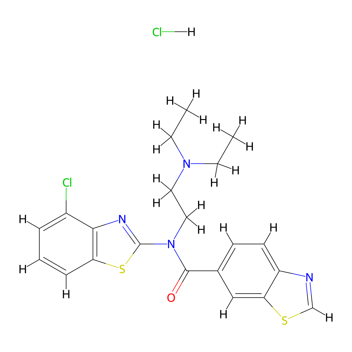 N-(4-chlorobenzo[d]thiazol-2-yl)-N-(2-(diethylamino)ethyl)benzo[d]thiazole-6-carboxamide hydrochloride molecular structure, CAS 1216908-86-9