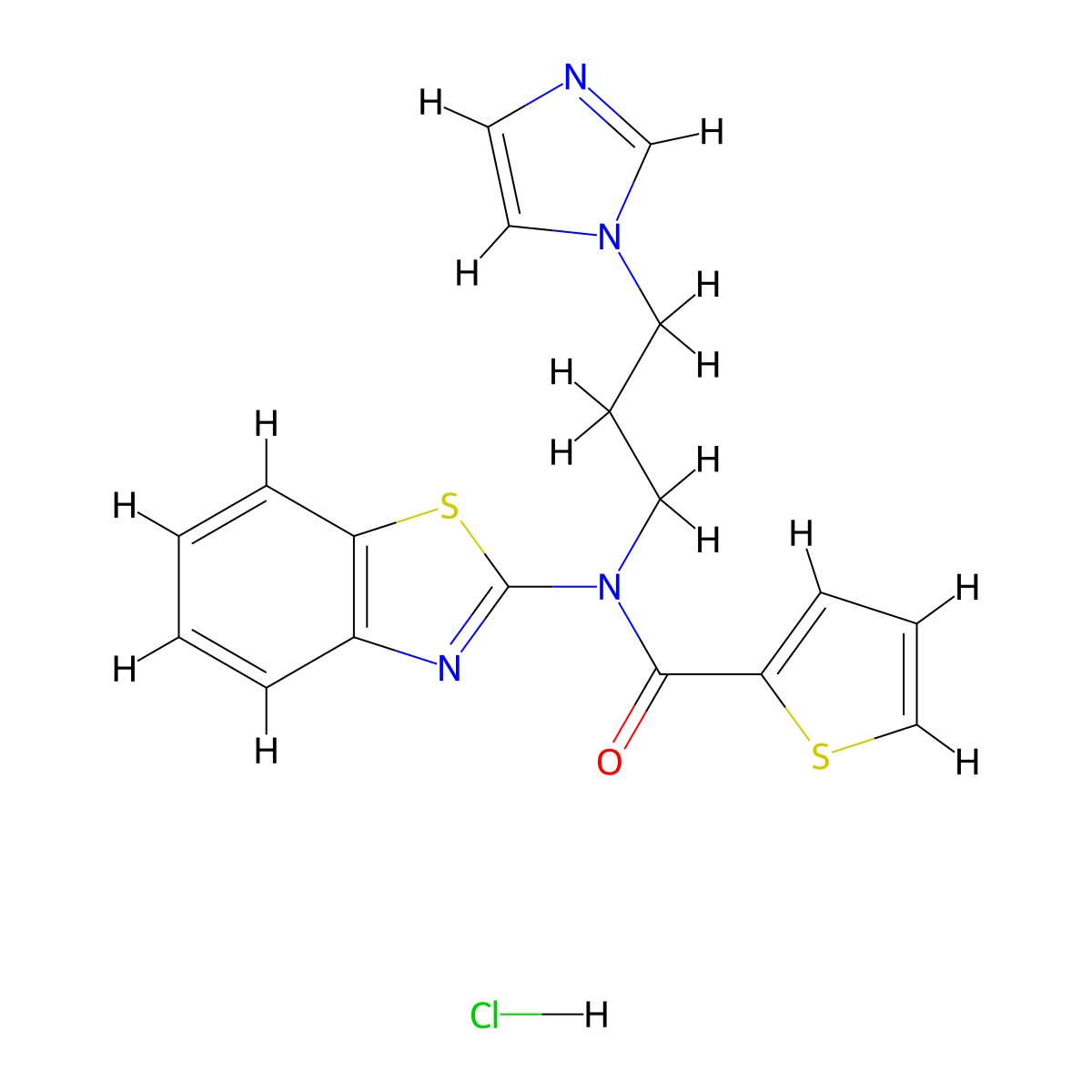 N-(3-(1H-imidazol-1-yl)propyl)-N-(benzo[d]thiazol-2-yl)thiophene-2-carboxamide hydrochloride molecular structure, CAS 1216909-19-1