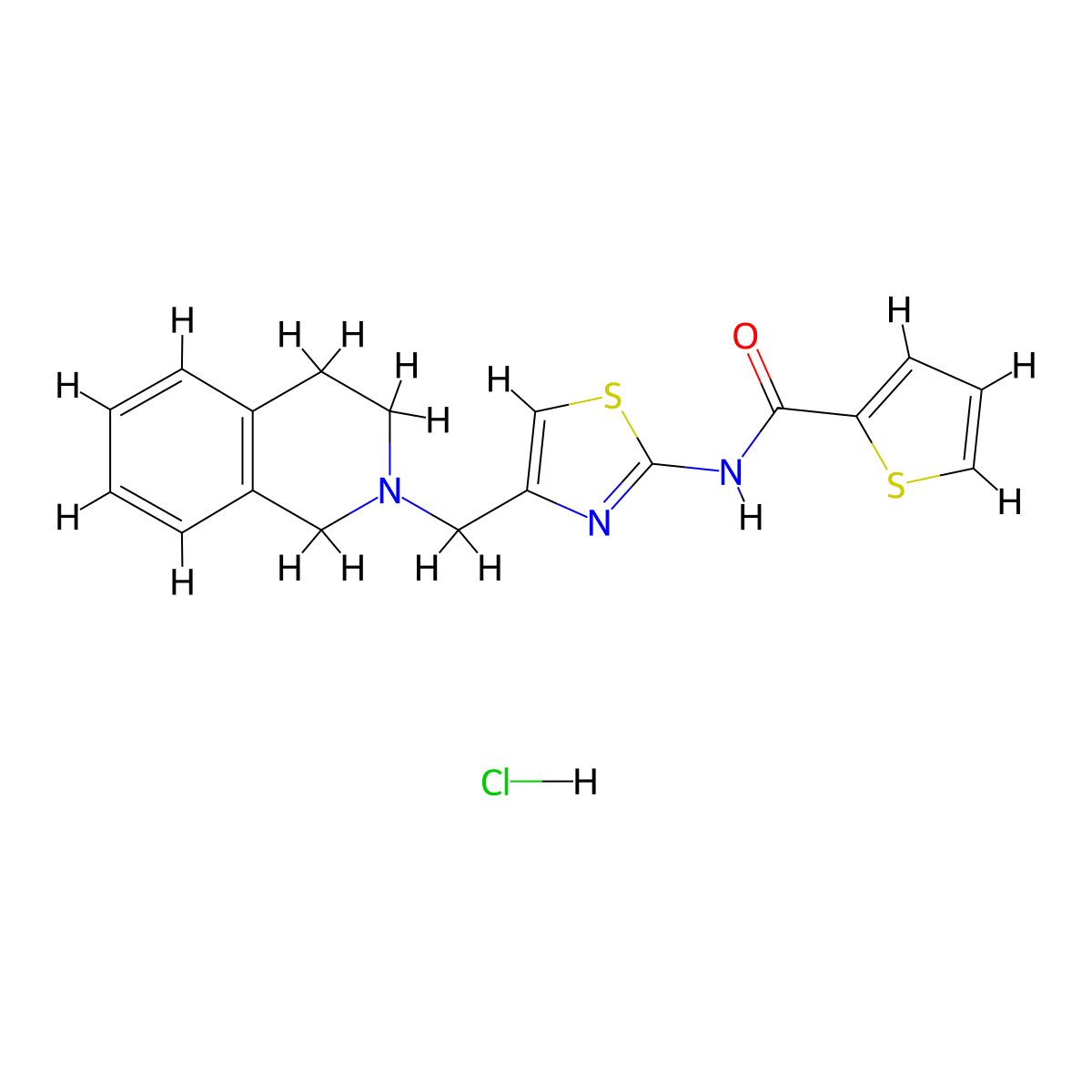 N-(4-((3,4-dihydroisoquinolin-2(1H)-yl)methyl)thiazol-2-yl)thiophene-2-carboxamide hydrochloride molecular structure, CAS 1216909-54-4
