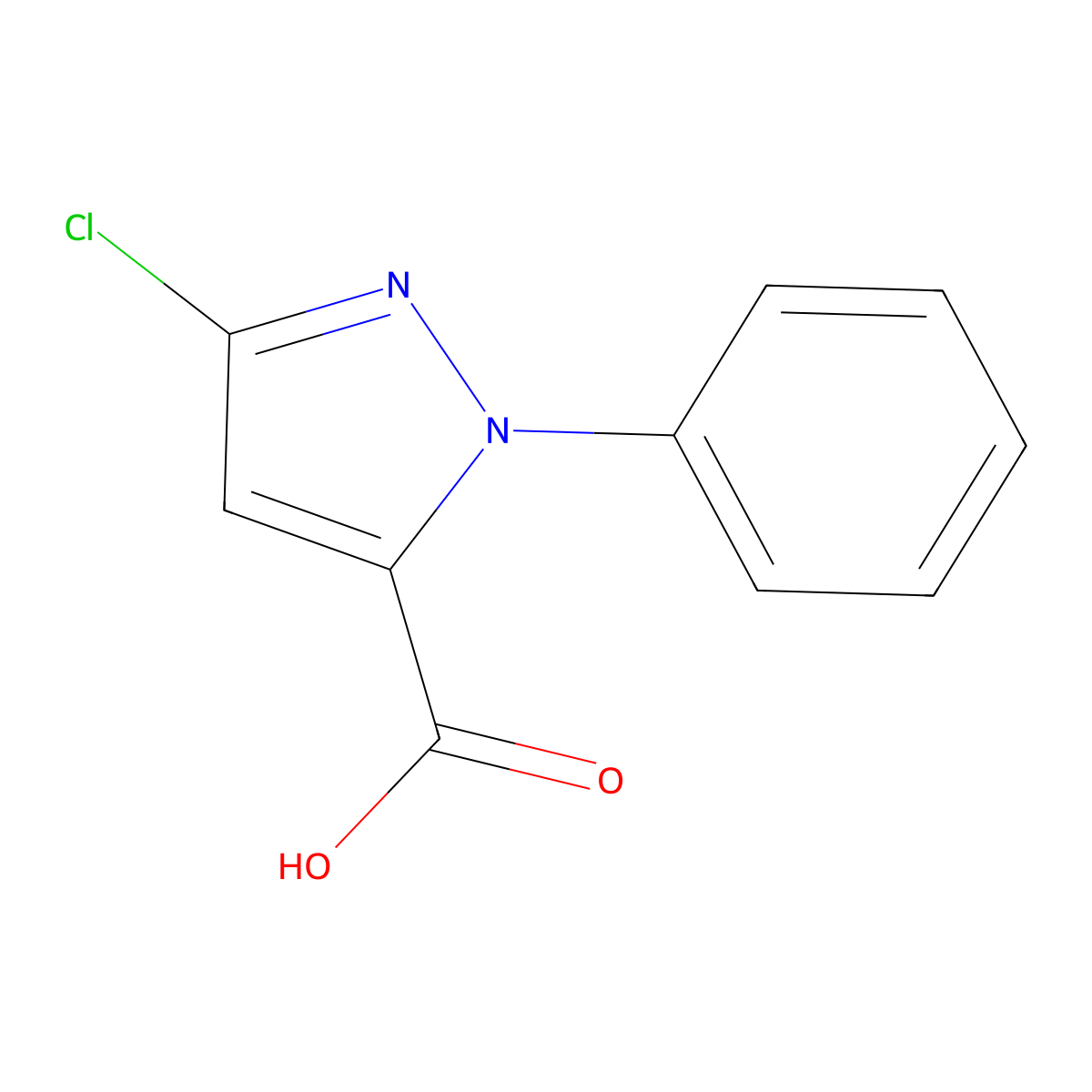 3-Chloro-1-phenyl-1H-pyrazole-5-carboxylic acid molecular structure, CAS 1216909-62-4