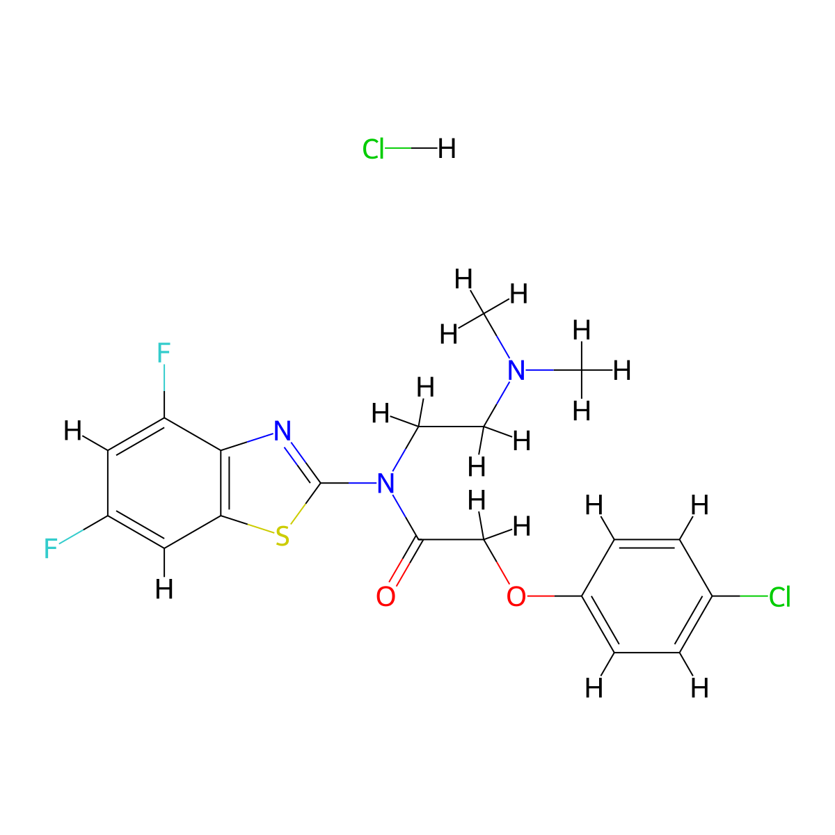2-(4-Chlorophenoxy)-N-(4,6-difluoro-1,3-benzothiazol-2-YL)-N-[2-(dimethylamino)ethyl]acetamide hydrochloride molecular structure, CAS 1216910-26-7