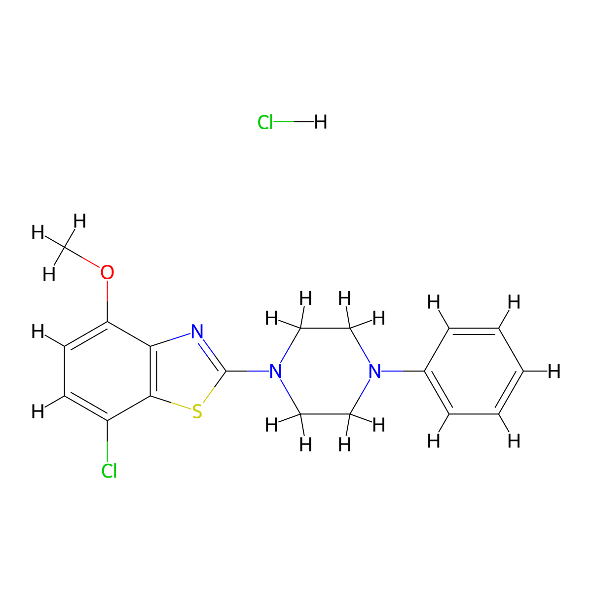 7-Chloro-4-methoxy-2-(4-phenylpiperazin-1-yl)benzo[d]thiazole hydrochloride molecular structure, CAS 1216911-90-8