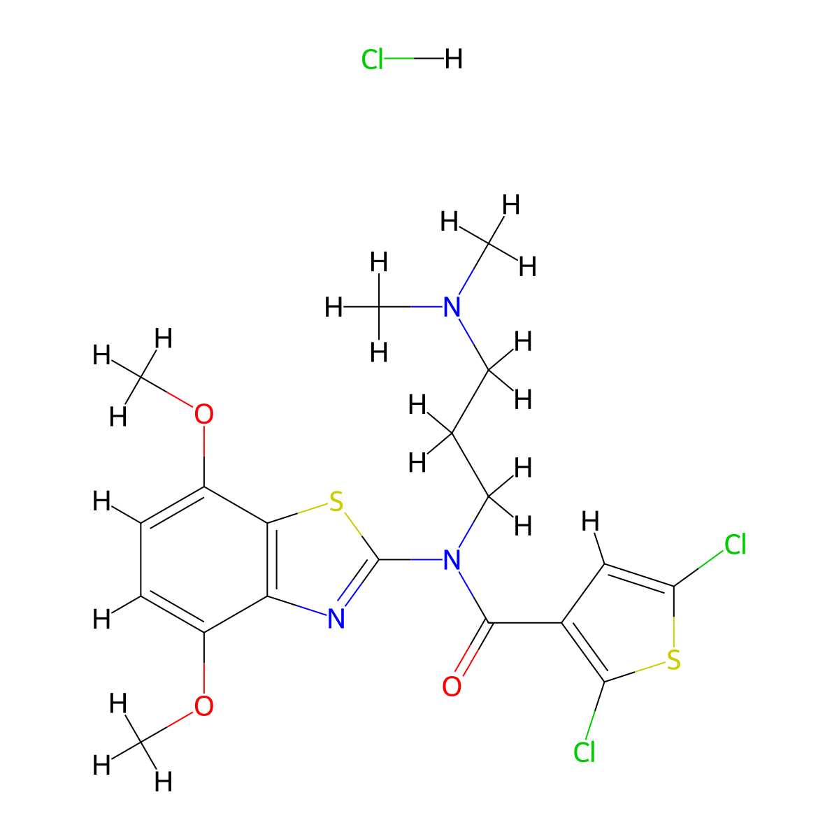 2,5-dichloro-N-(4,7-dimethoxybenzo[d]thiazol-2-yl)-N-(3-(dimethylamino)propyl)thiophene-3-carboxamide hydrochloride molecular structure, CAS 1216912-48-9