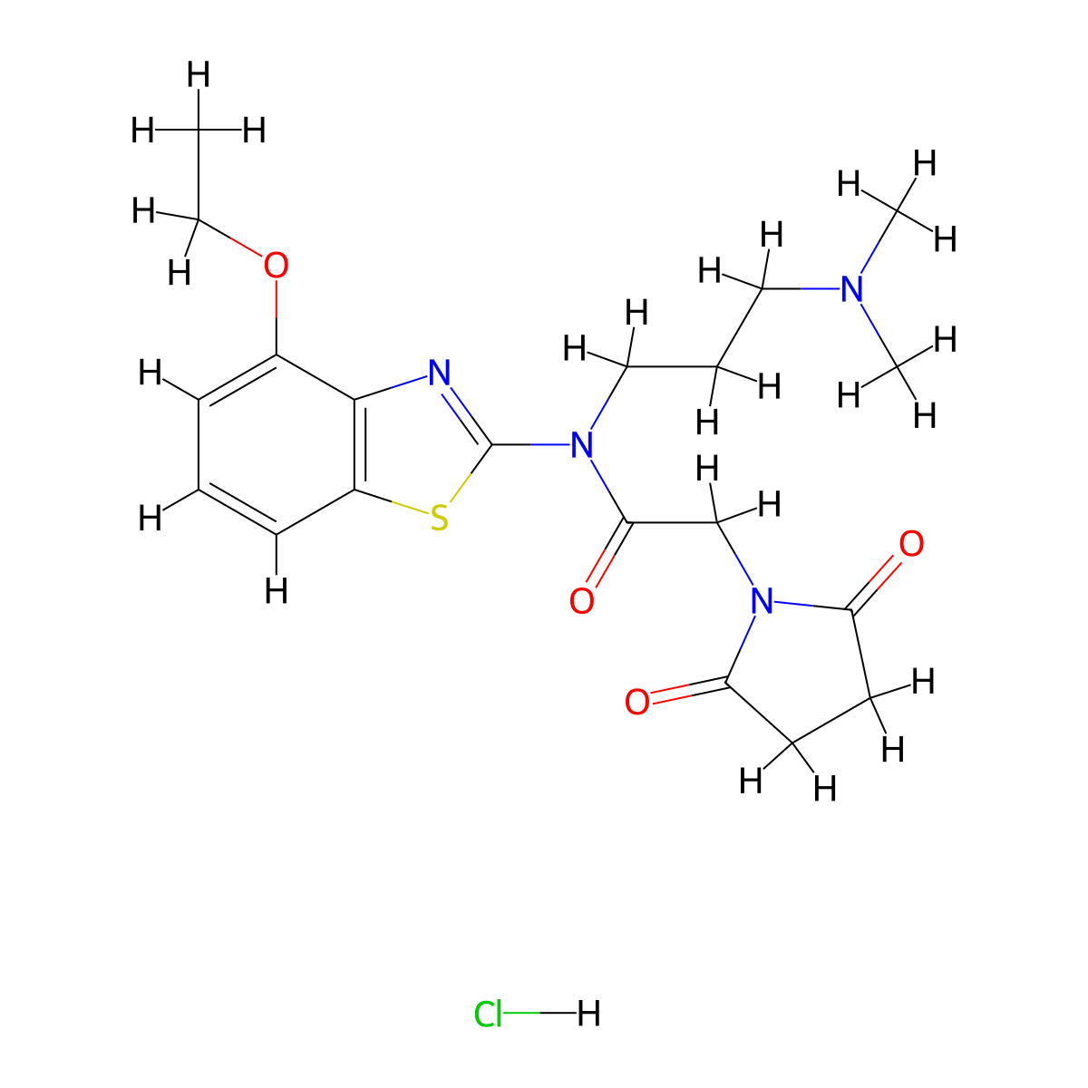 N-[3-(Dimethylamino)propyl]-2-(2,5-dioxopyrrolidin-1-YL)-N-(4-ethoxy-1,3-benzothiazol-2-YL)acetamide hydrochloride molecular structure, CAS 1216913-59-5