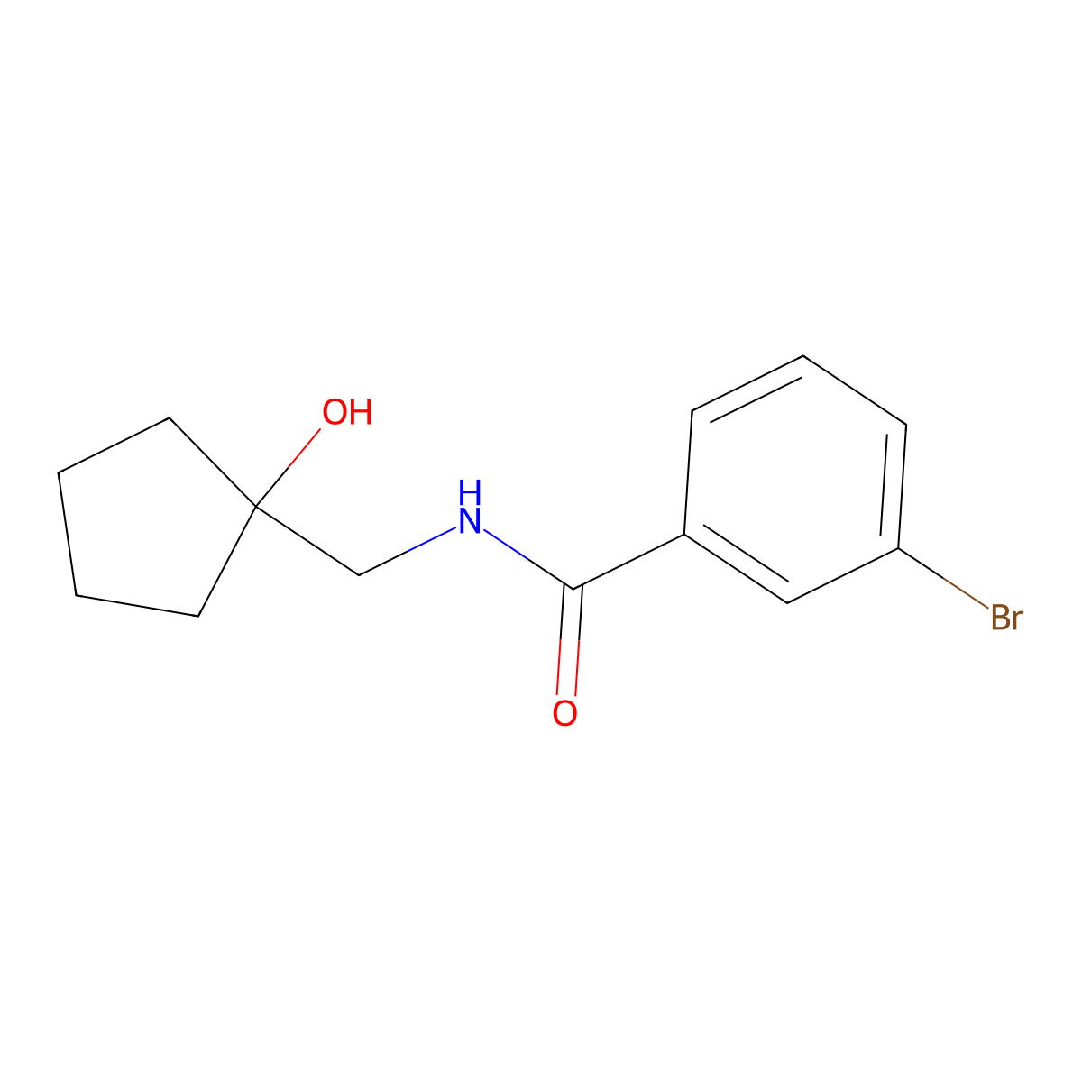 3-bromo-N-[(1-hydroxycyclopentyl)methyl]benzamide molecular structure, CAS 1216913-88-0