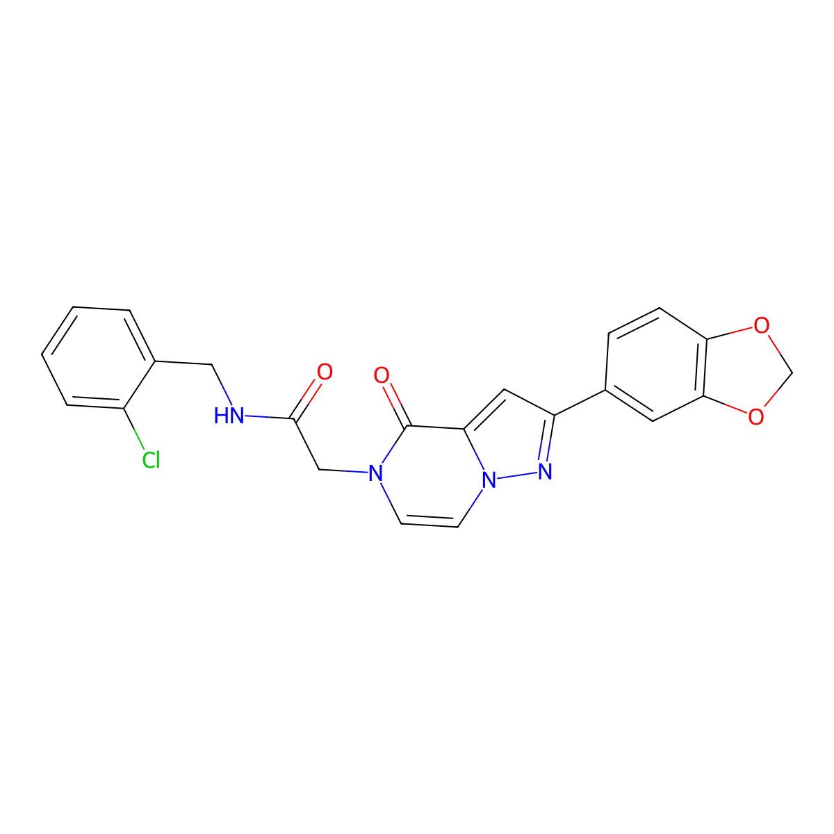 2-[2-(1,3-benzodioxol-5-yl)-4-oxopyrazolo[1,5-a]pyrazin-5(4H)-yl]-N-(2-chlorobenzyl)acetamide molecular structure, CAS 1216915-70-6