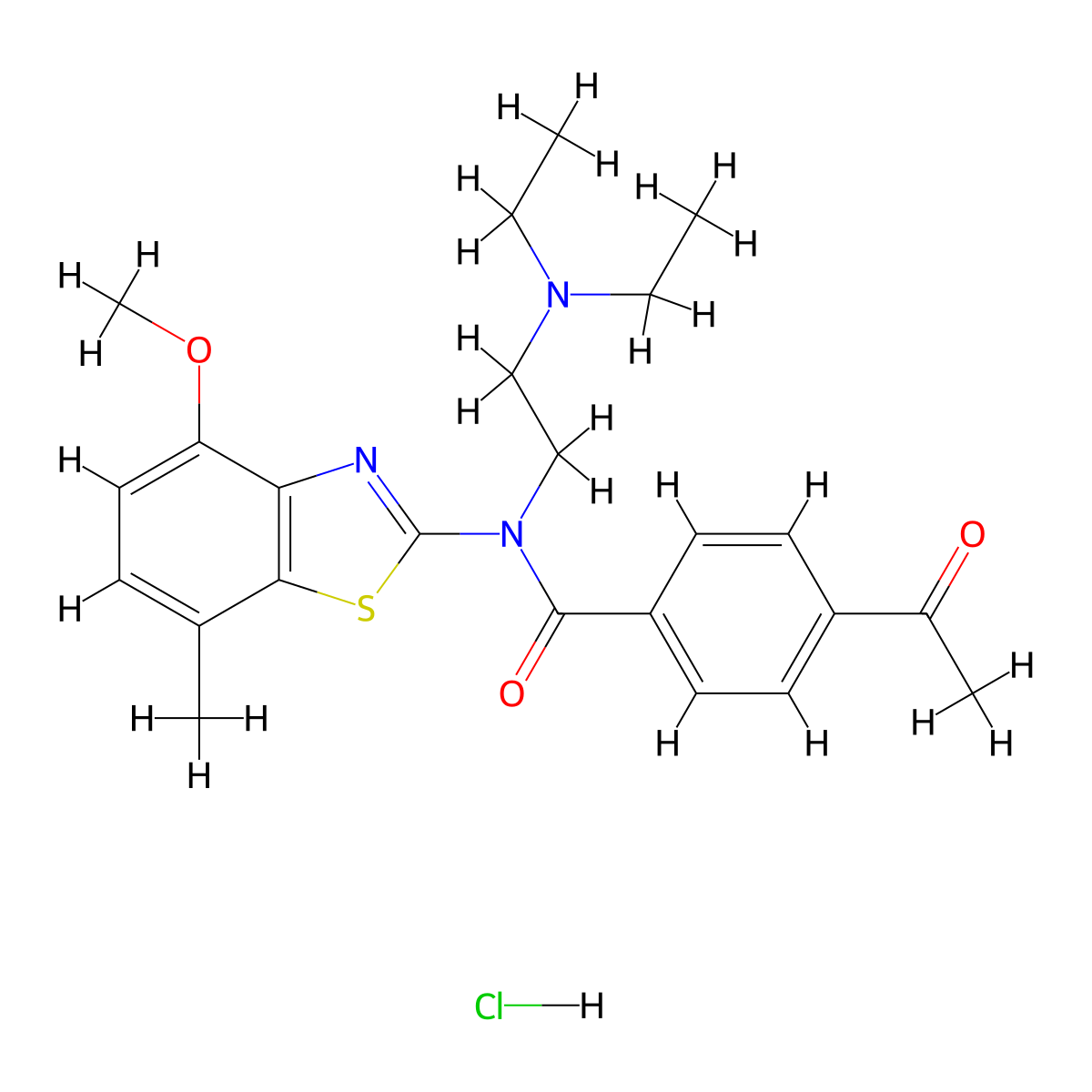 4-acetyl-N-(2-(diethylamino)ethyl)-N-(4-methoxy-7-methylbenzo[d]thiazol-2-yl)benzamide hydrochloride molecular structure, CAS 1216917-77-9