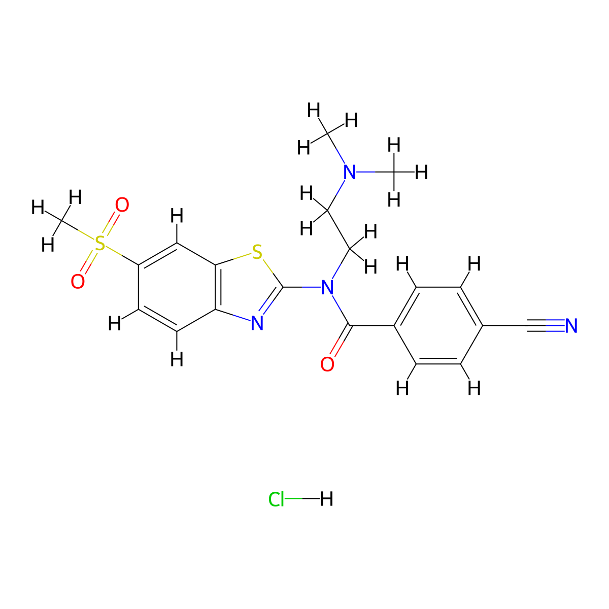 4-cyano-N-(2-(dimethylamino)ethyl)-N-(6-(methylsulfonyl)benzo[d]thiazol-2-yl)benzamide hydrochloride molecular structure, CAS 1216917-85-9