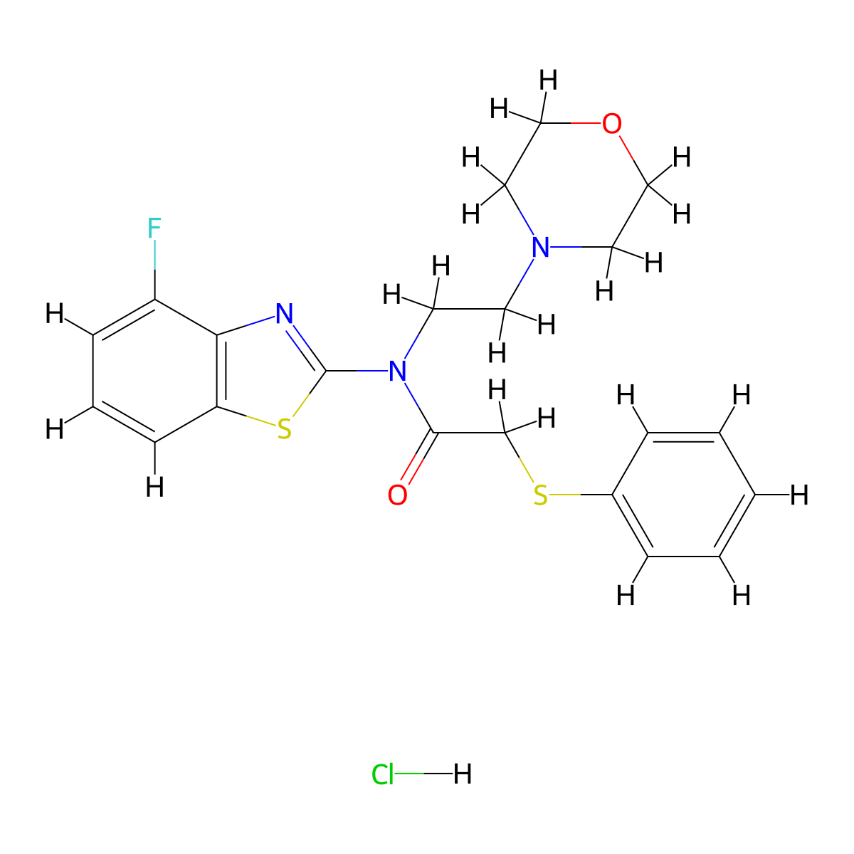 N-(4-fluorobenzo[d]thiazol-2-yl)-N-(2-morpholinoethyl)-2-(phenylthio)acetamide hydrochloride molecular structure, CAS 1216920-31-8