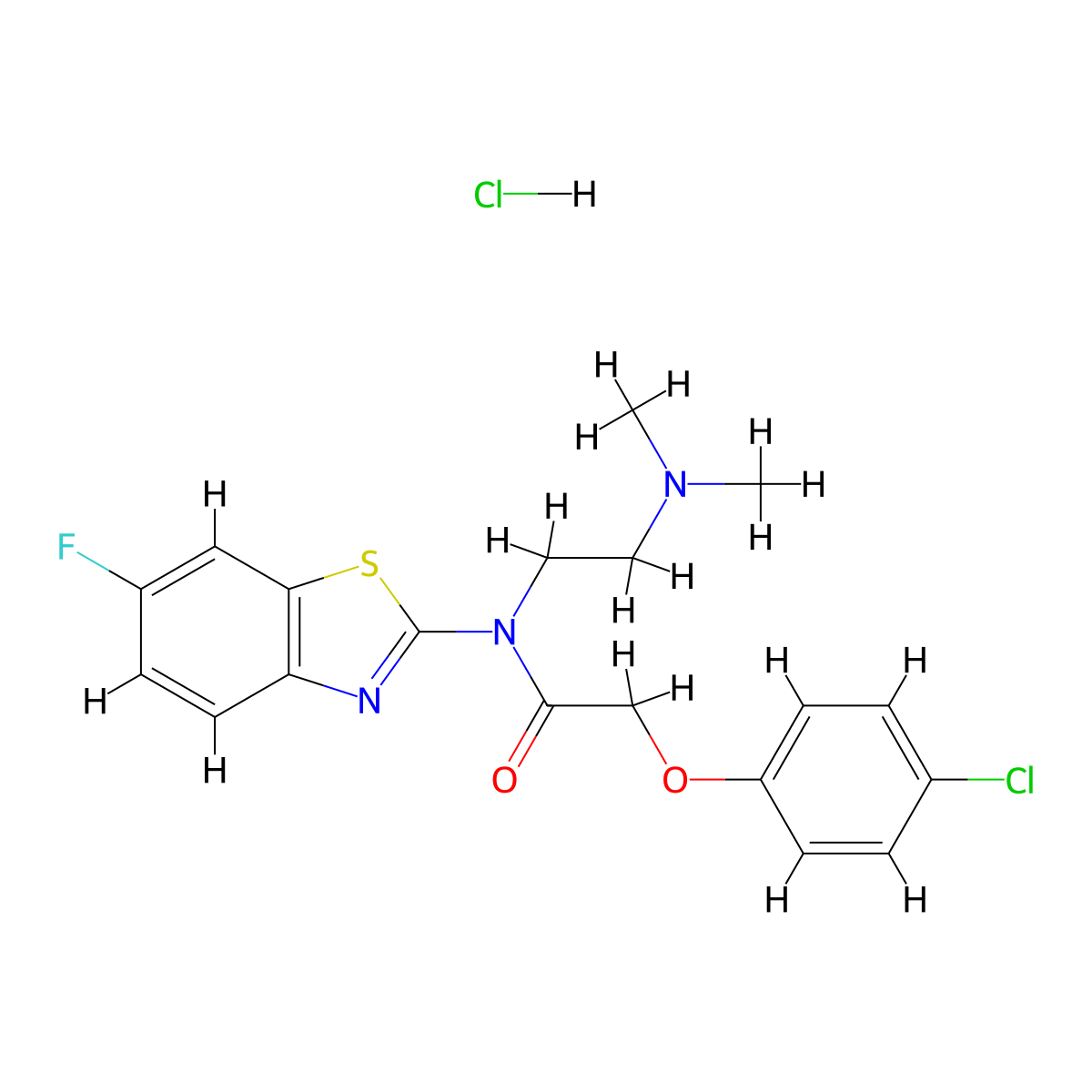 2-(4-chlorophenoxy)-N-(2-(dimethylamino)ethyl)-N-(6-fluorobenzo[d]thiazol-2-yl)acetamide hydrochloride molecular structure, CAS 1216920-39-6