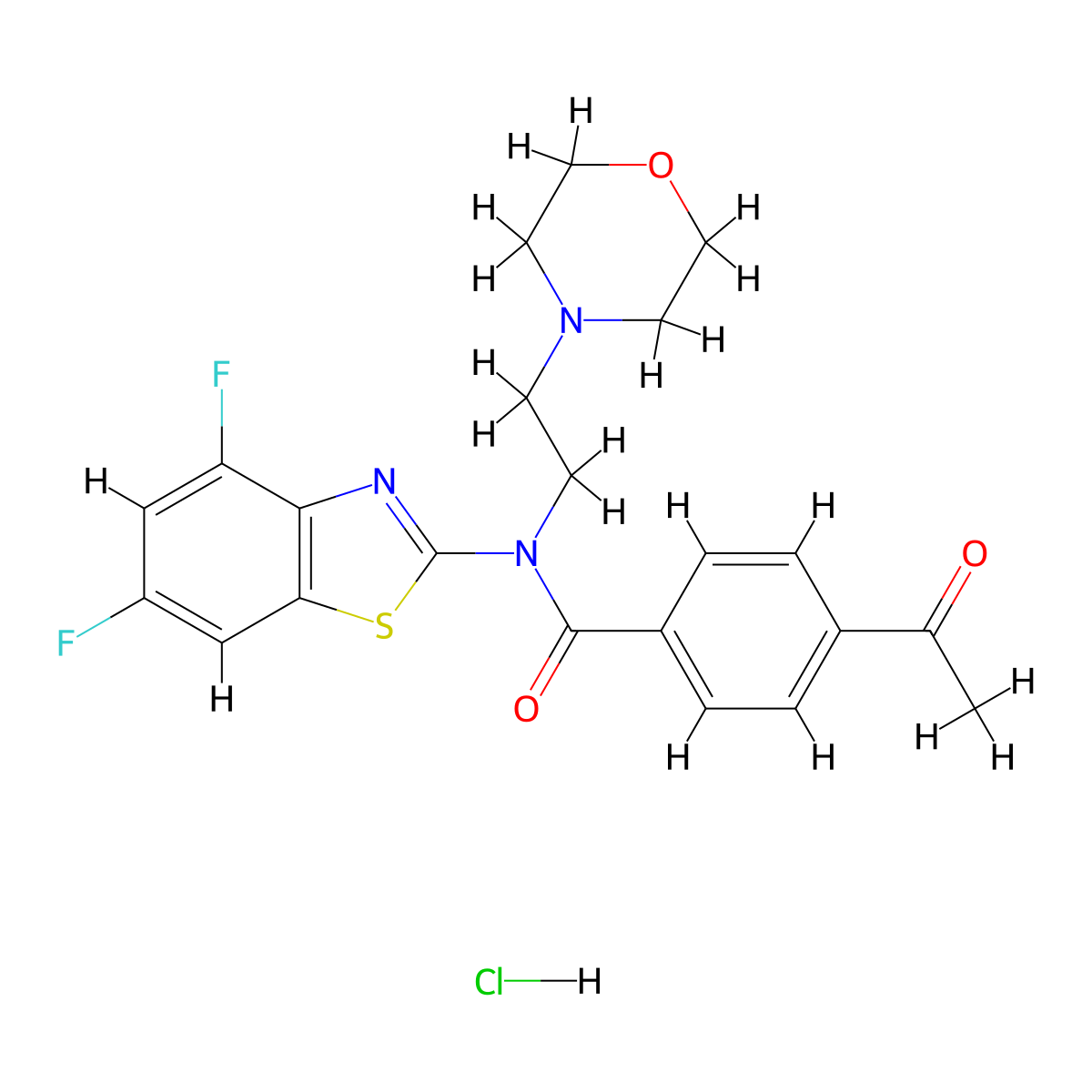 4-acetyl-N-(4,6-difluorobenzo[d]thiazol-2-yl)-N-(2-morpholinoethyl)benzamide hydrochloride molecular structure, CAS 1216920-53-4