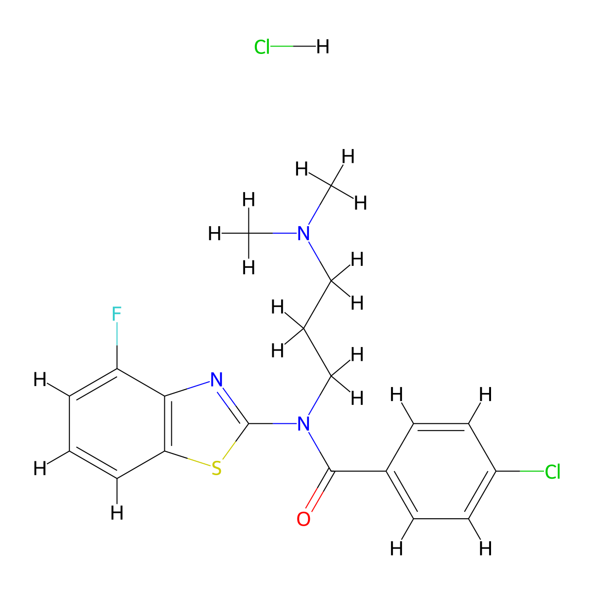 4-chloro-N-(3-(dimethylamino)propyl)-N-(4-fluorobenzo[d]thiazol-2-yl)benzamide hydrochloride molecular structure, CAS 1216920-84-1