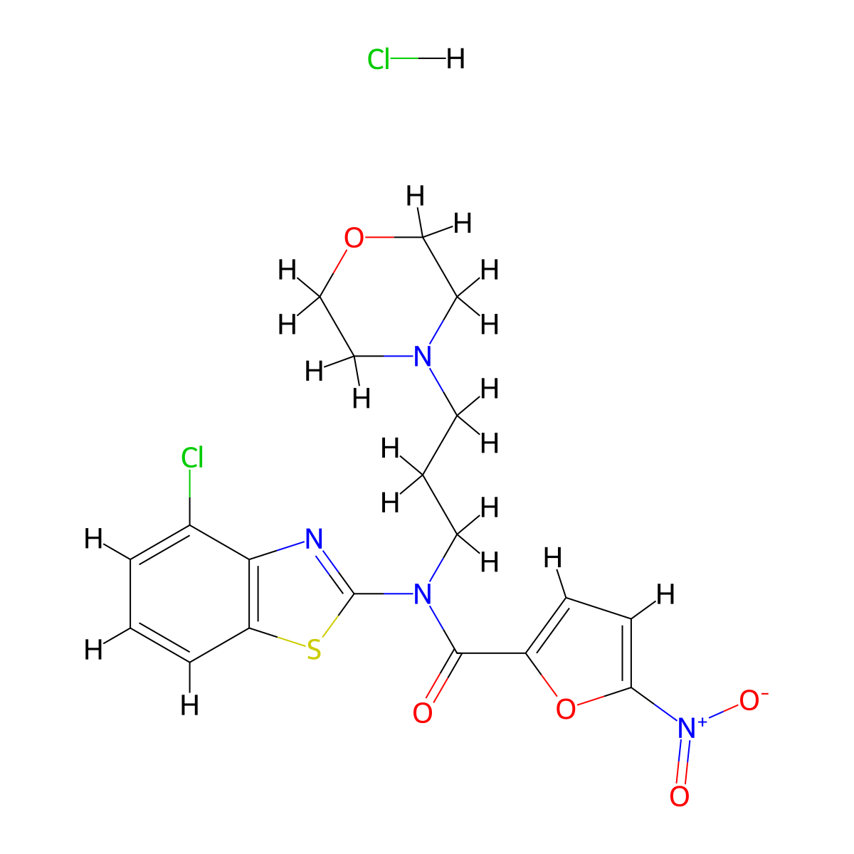 N-(4-chlorobenzo[d]thiazol-2-yl)-N-(3-morpholinopropyl)-5-nitrofuran-2-carboxamide hydrochloride molecular structure, CAS 1216920-91-0