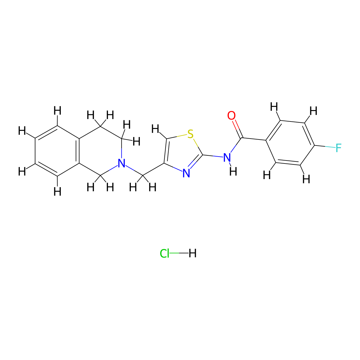 N-(4-((3,4-dihydroisoquinolin-2(1H)-yl)methyl)thiazol-2-yl)-4-fluorobenzamide hydrochloride molecular structure, CAS 1216920-93-2