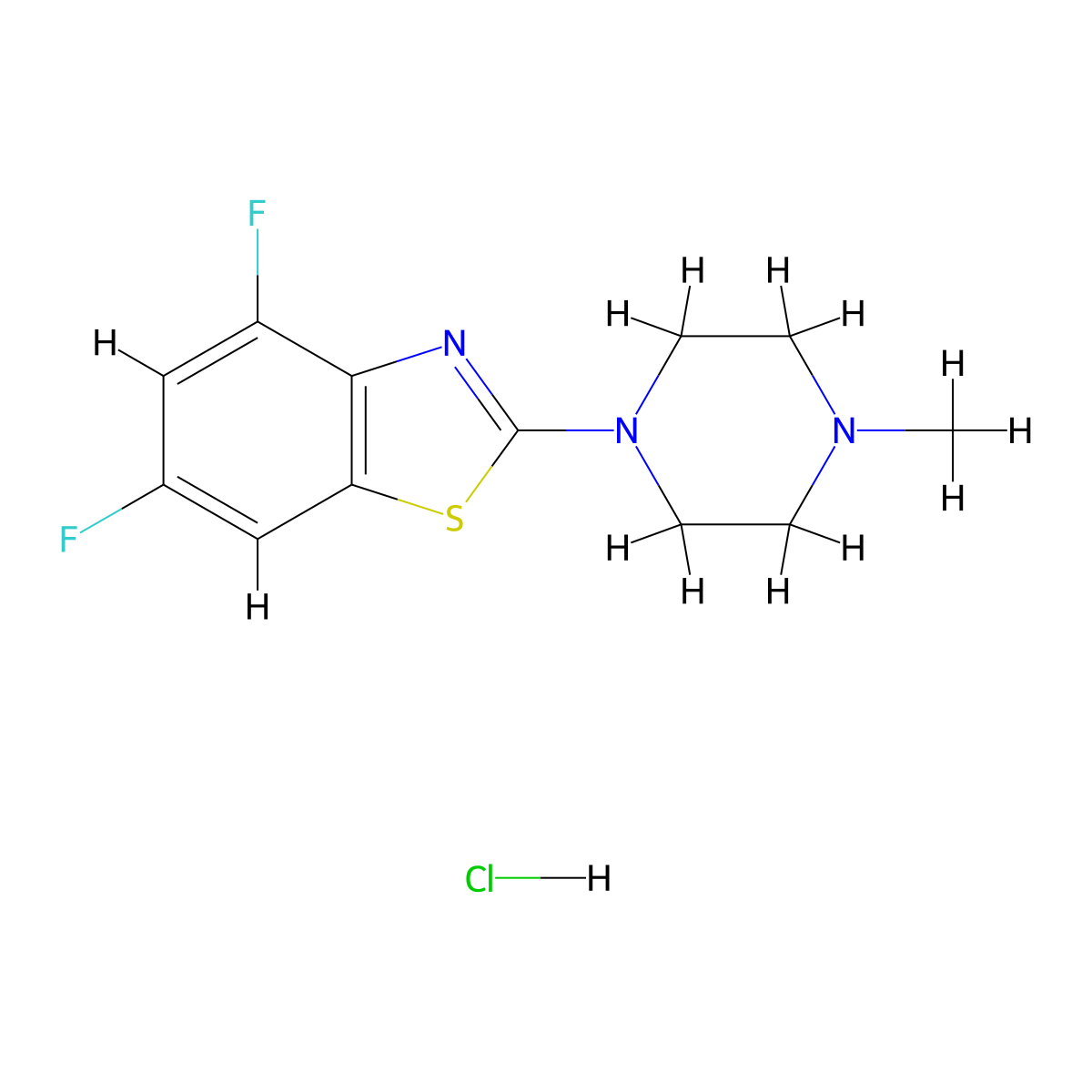 4,6-Difluoro-2-(4-methylpiperazin-1-yl)benzo[d]thiazole hydrochloride molecular structure, CAS 1216921-78-6