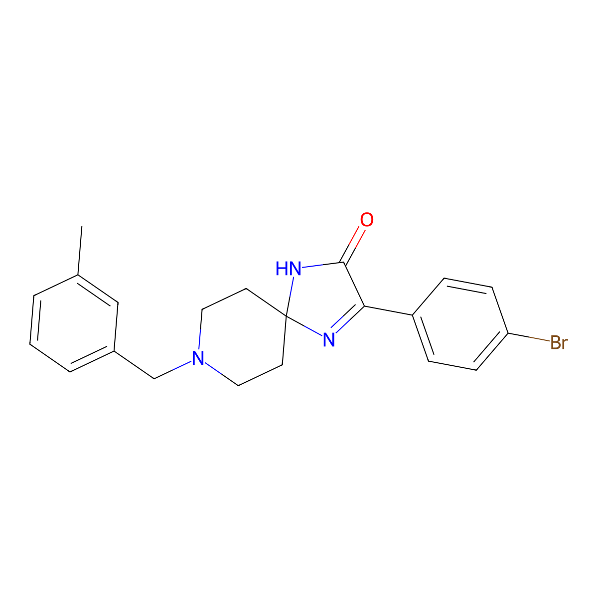 3-(4-Bromophenyl)-8-[(3-methylphenyl)methyl]-1,4,8-triazaspiro[4.5]dec-3-EN-2-one molecular structure, CAS 1216921-82-2