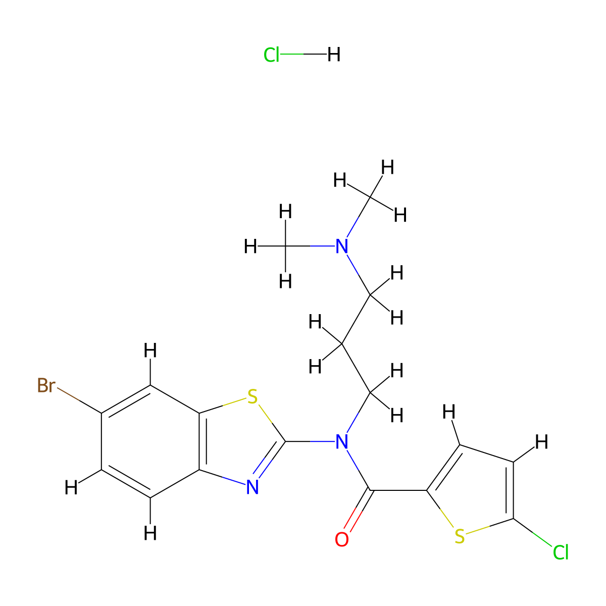 N-(6-bromobenzo[d]thiazol-2-yl)-5-chloro-N-(3-(dimethylamino)propyl)thiophene-2-carboxamide hydrochloride molecular structure, CAS 1216921-93-5