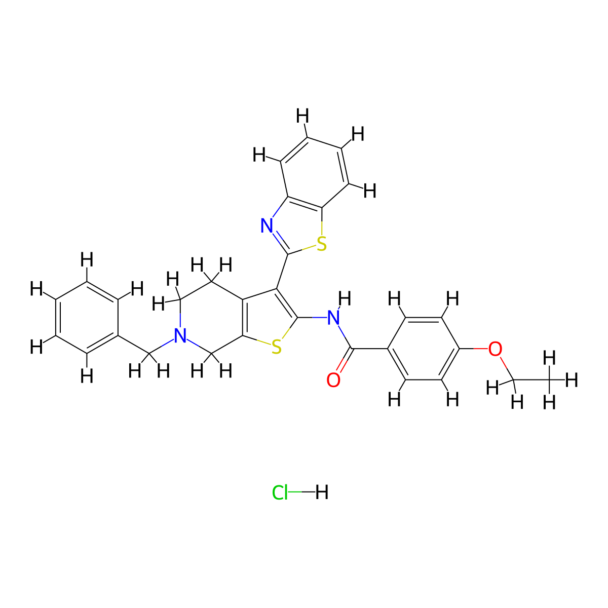 N-(3-(benzo[d]thiazol-2-yl)-6-benzyl-4,5,6,7-tetrahydrothieno[2,3-c]pyridin-2-yl)-4-ethoxybenzamide hydrochloride molecular structure, CAS 1216923-17-9