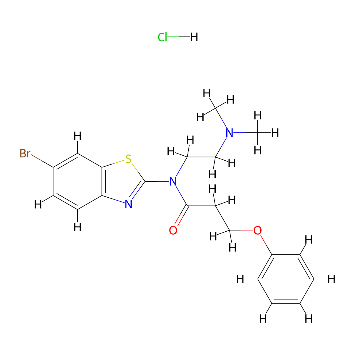 N-(6-bromobenzo[d]thiazol-2-yl)-N-(2-(dimethylamino)ethyl)-3-phenoxypropanamide hydrochloride molecular structure, CAS 1216923-25-9