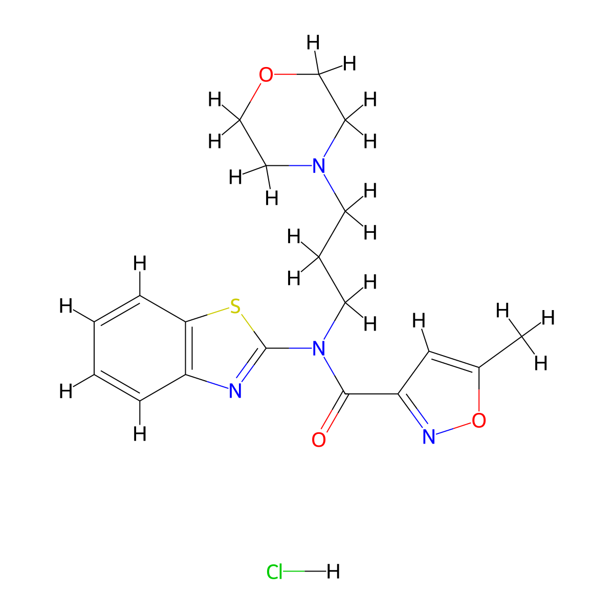 N-(benzo[d]thiazol-2-yl)-5-methyl-N-(3-morpholinopropyl)isoxazole-3-carboxamide hydrochloride molecular structure, CAS 1216923-83-9