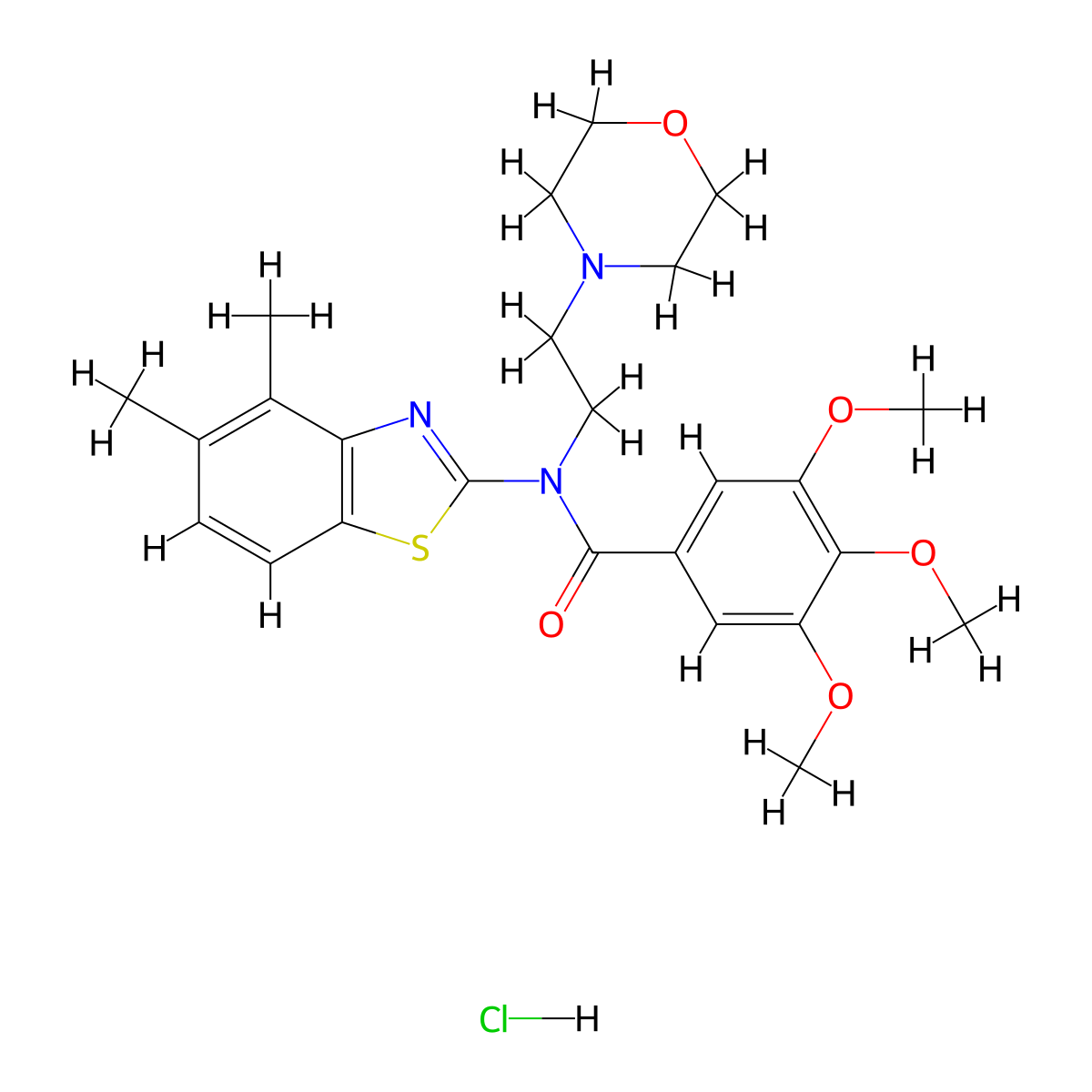 N-(4,5-dimethylbenzo[d]thiazol-2-yl)-3,4,5-trimethoxy-N-(2-morpholinoethyl)benzamide hydrochloride molecular structure, CAS 1216925-52-8