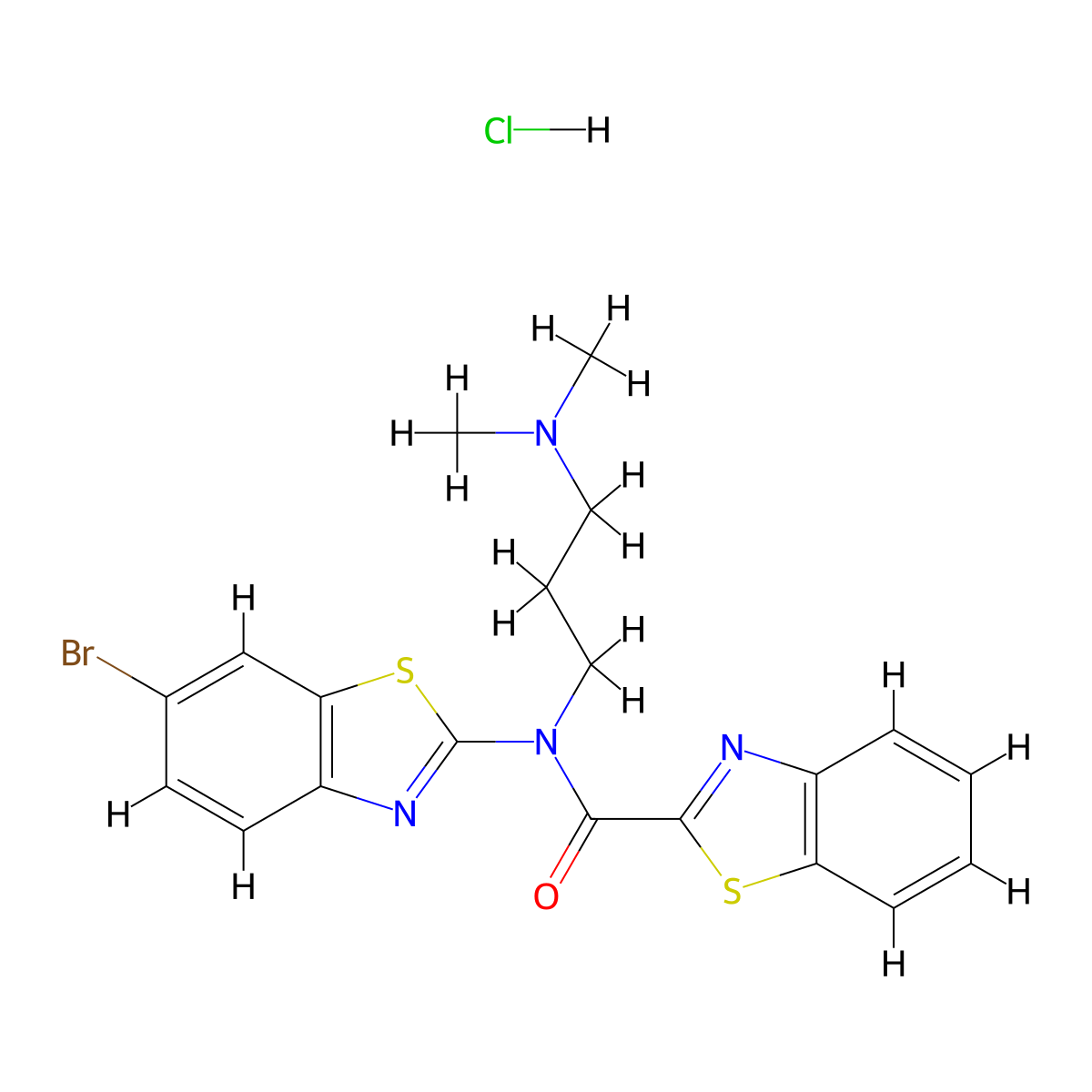 N-(6-bromobenzo[d]thiazol-2-yl)-N-(3-(dimethylamino)propyl)benzo[d]thiazole-2-carboxamide hydrochloride molecular structure, CAS 1216925-61-9