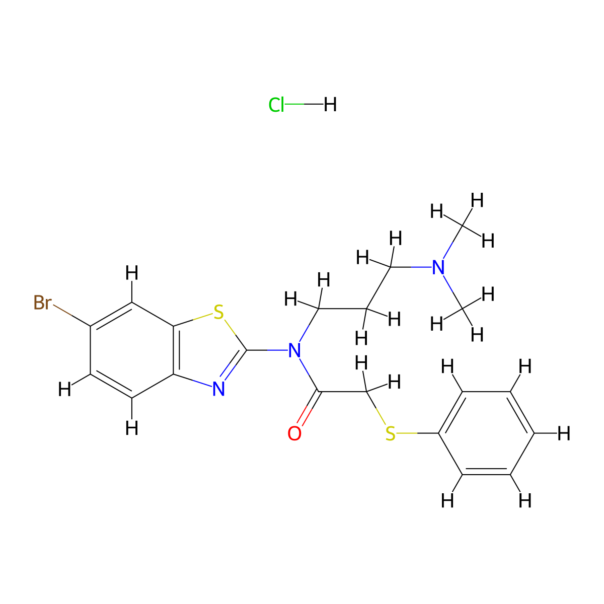 N-(6-bromobenzo[d]thiazol-2-yl)-N-(3-(dimethylamino)propyl)-2-(phenylthio)acetamide hydrochloride molecular structure, CAS 1216927-73-9
