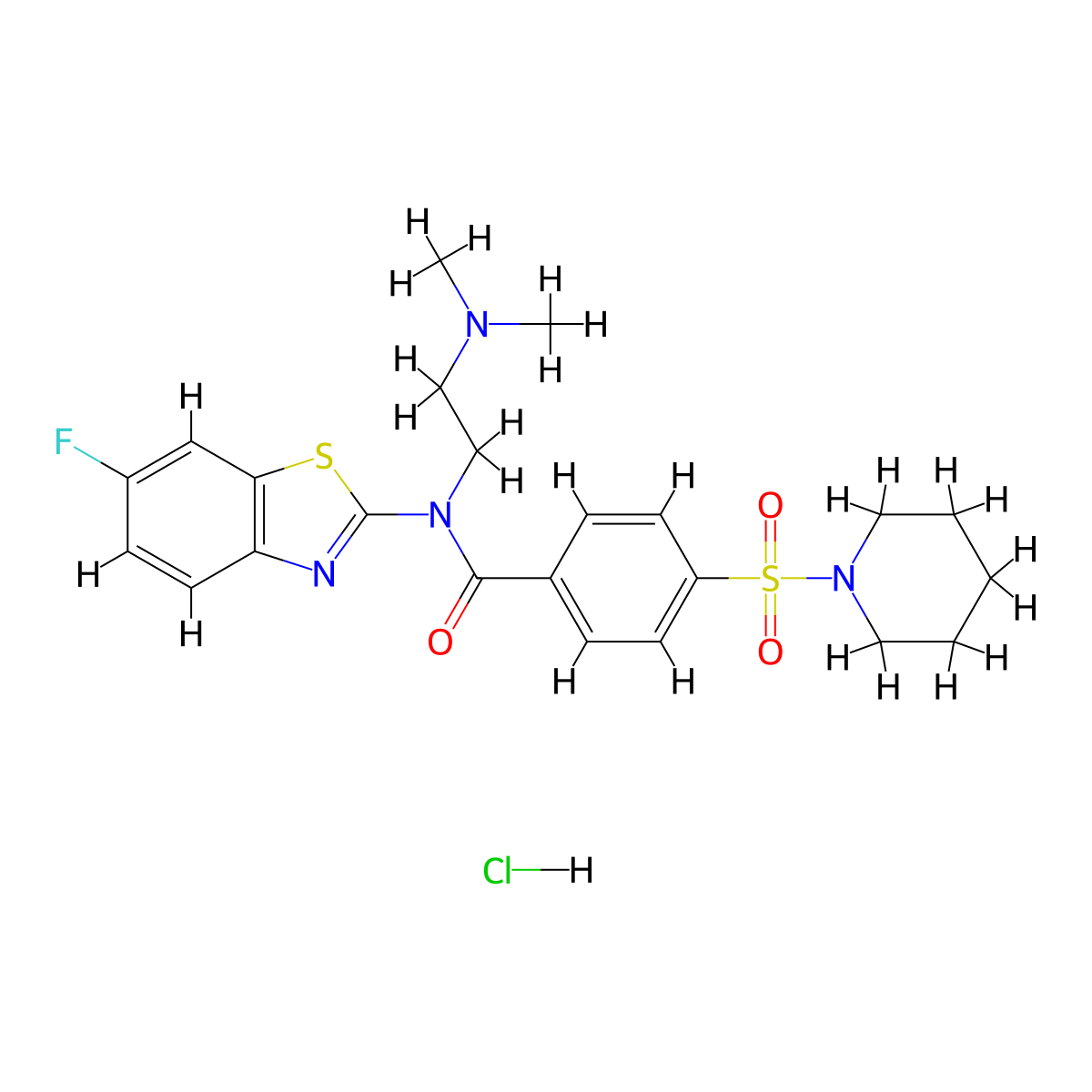 N-(2-(dimethylamino)ethyl)-N-(6-fluorobenzo[d]thiazol-2-yl)-4-(piperidin-1-ylsulfonyl)benzamide hydrochloride molecular structure, CAS 1216927-74-0