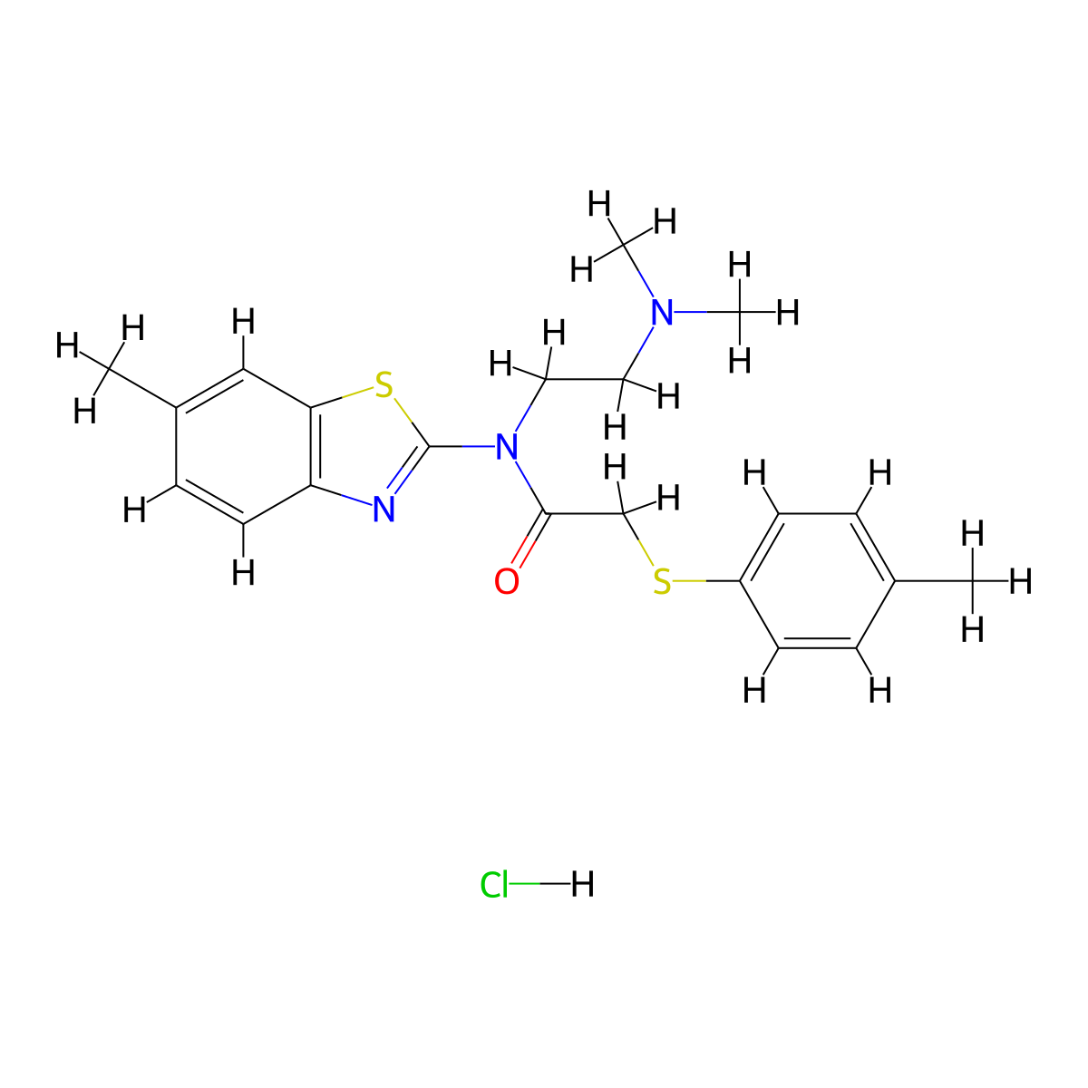 N-(2-(dimethylamino)ethyl)-N-(6-methylbenzo[d]thiazol-2-yl)-2-(p-tolylthio)acetamide hydrochloride molecular structure, CAS 1216929-28-0