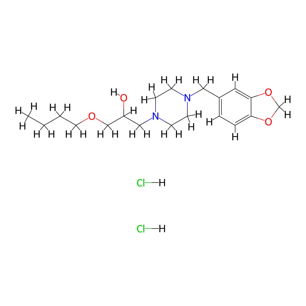 1-(4-(Benzo[d][1,3]dioxol-5-ylmethyl)piperazin-1-yl)-3-butoxypropan-2-ol dihydrochloride molecular structure, CAS 1216931-39-3