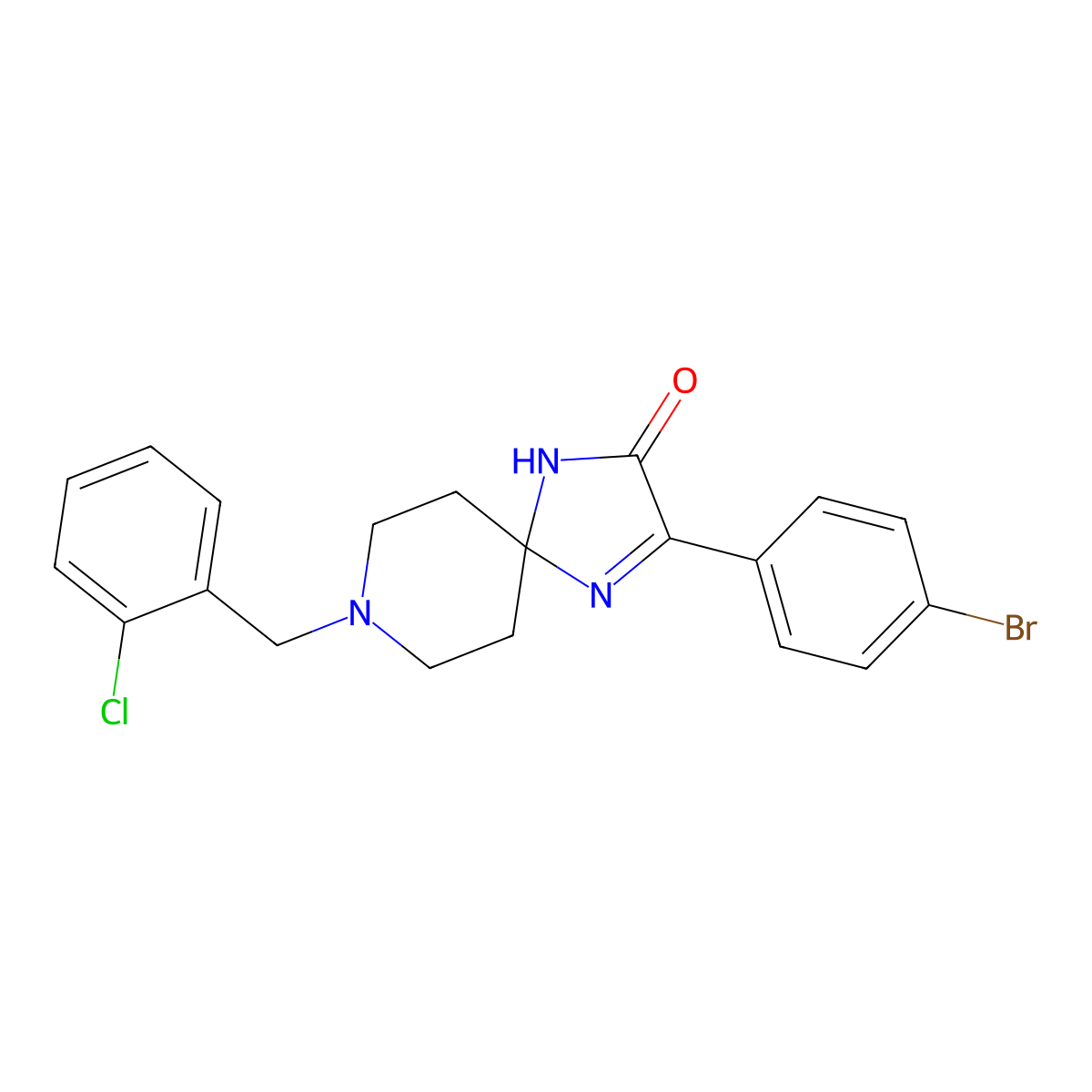 3-(4-Bromophenyl)-8-(2-chlorobenzyl)-1,4,8-triazaspiro[4.5]dec-3-en-2-one molecular structure, CAS 1216932-46-5