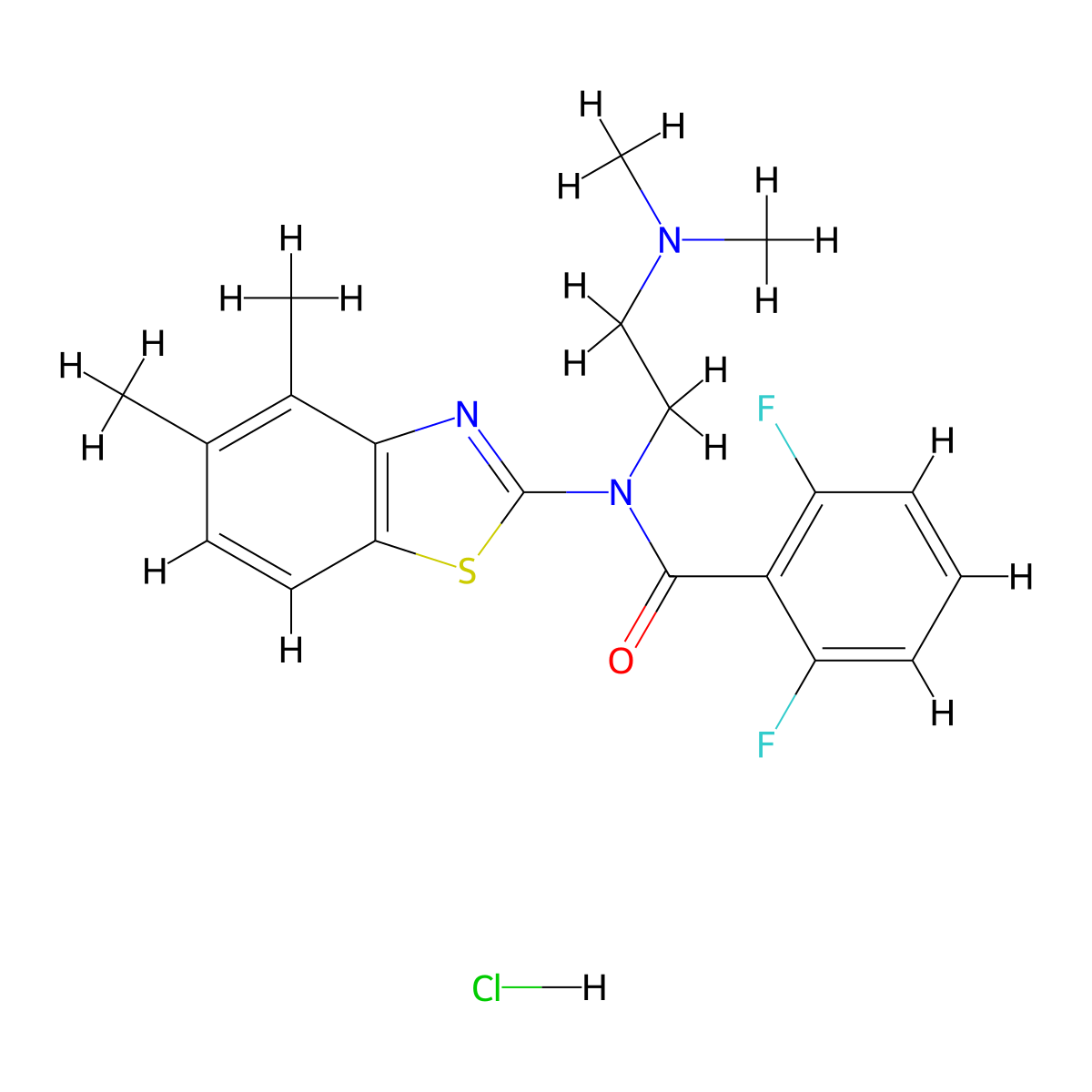 N-(2-(dimethylamino)ethyl)-N-(4,5-dimethylbenzo[d]thiazol-2-yl)-2,6-difluorobenzamide hydrochloride molecular structure, CAS 1216933-79-7