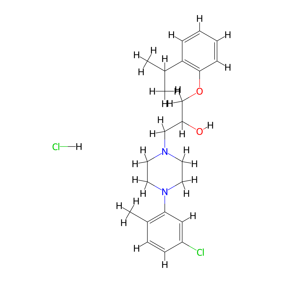 1-(4-(5-Chloro-2-methylphenyl)piperazin-1-yl)-3-(2-isopropylphenoxy)propan-2-ol hydrochloride molecular structure, CAS 1216948-76-3