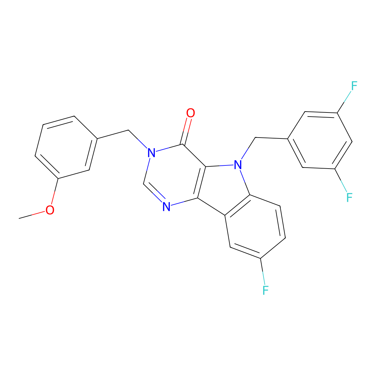 5-(3,5-difluorobenzyl)-8-fluoro-3-(3-methoxybenzyl)-3H-pyrimido[5,4-b]indol-4(5H)-one molecular structure, CAS 1216950-01-4