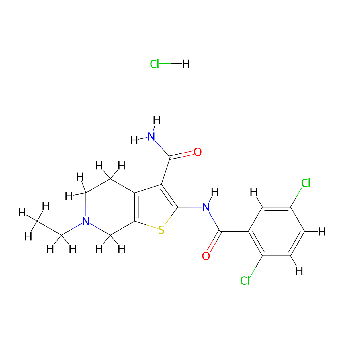 2-(2,5-Dichlorobenzamido)-6-ethyl-4,5,6,7-tetrahydrothieno[2,3-c]pyridine-3-carboxamide hydrochloride molecular structure, CAS 1216950-54-7