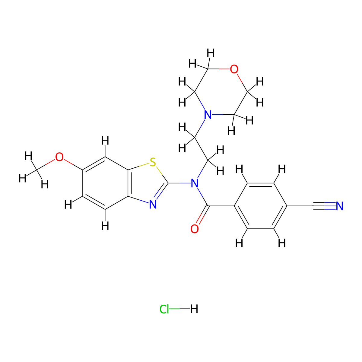 4-cyano-N-(6-methoxybenzo[d]thiazol-2-yl)-N-(2-morpholinoethyl)benzamide hydrochloride molecular structure, CAS 1216951-70-0