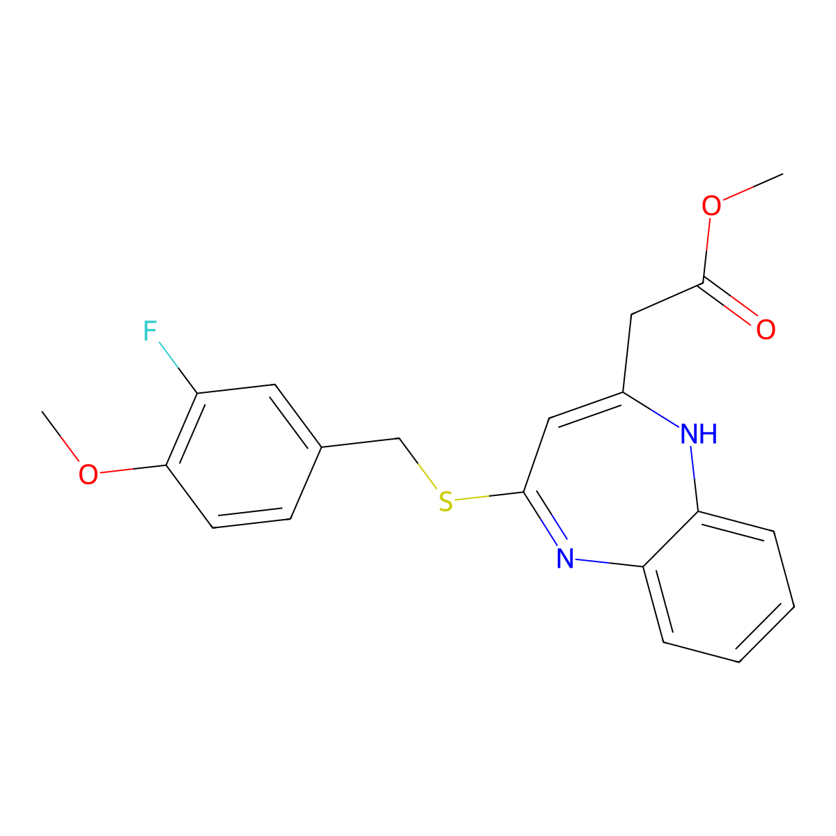 methyl {4-[(3-fluoro-4-methoxybenzyl)thio]-1H-1,5-benzodiazepin-2-yl}acetate molecular structure, CAS 1216951-74-4
