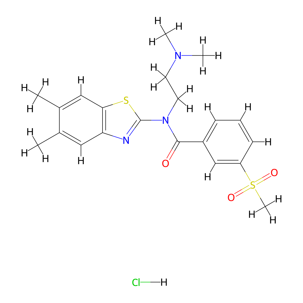 N-(2-(dimethylamino)ethyl)-N-(5,6-dimethylbenzo[d]thiazol-2-yl)-3-(methylsulfonyl)benzamide hydrochloride molecular structure, CAS 1216951-95-9