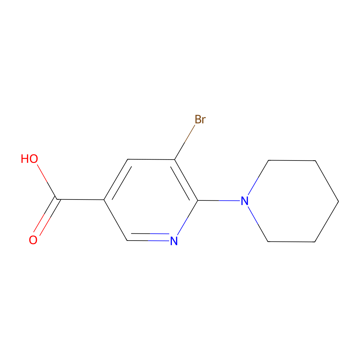 5-Bromo-6-piperidin-1-ylnicotinic acid molecular structure, CAS 1216952-10-1
